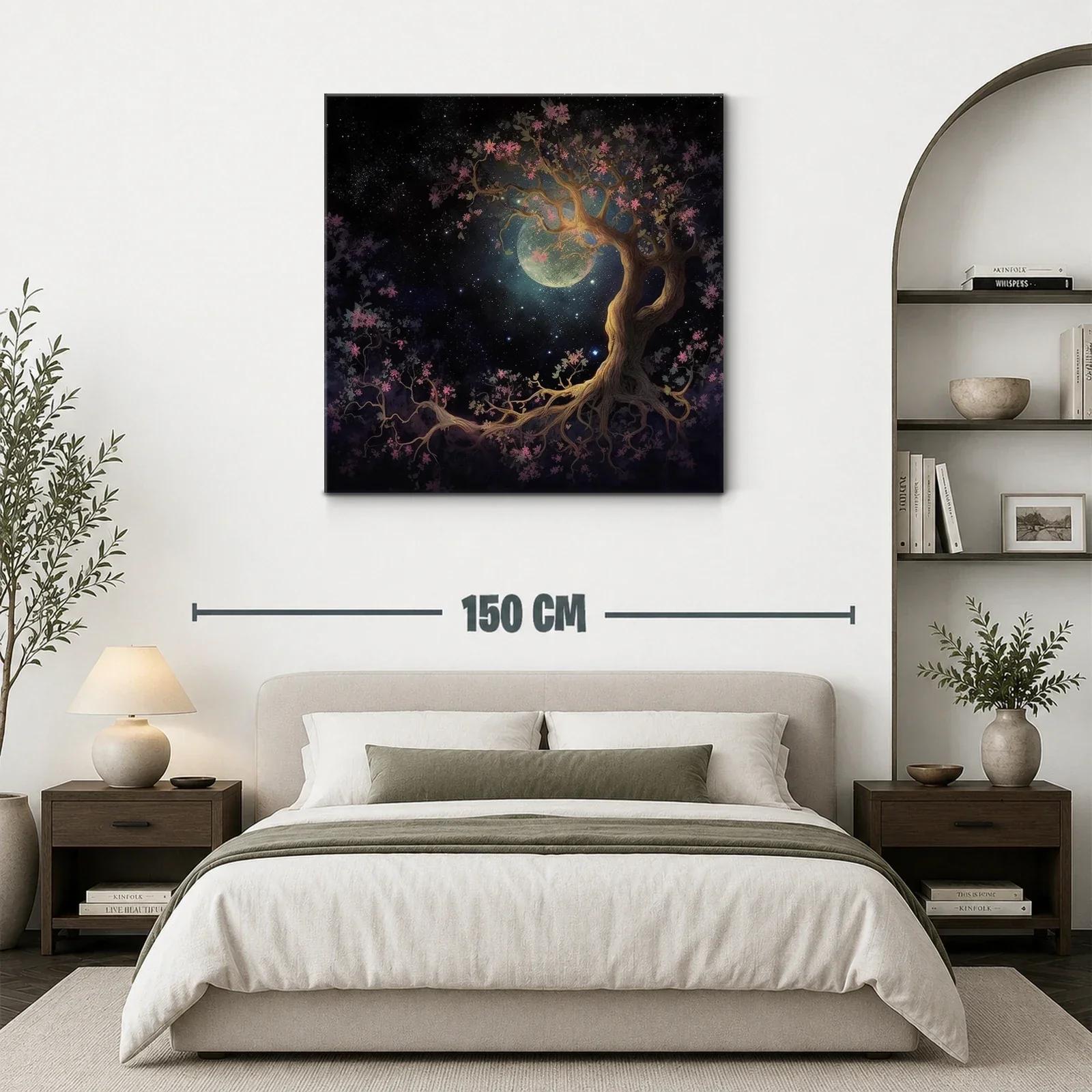 Árbol mágico bajo la luna en un cielo estrellado — miniatura 3