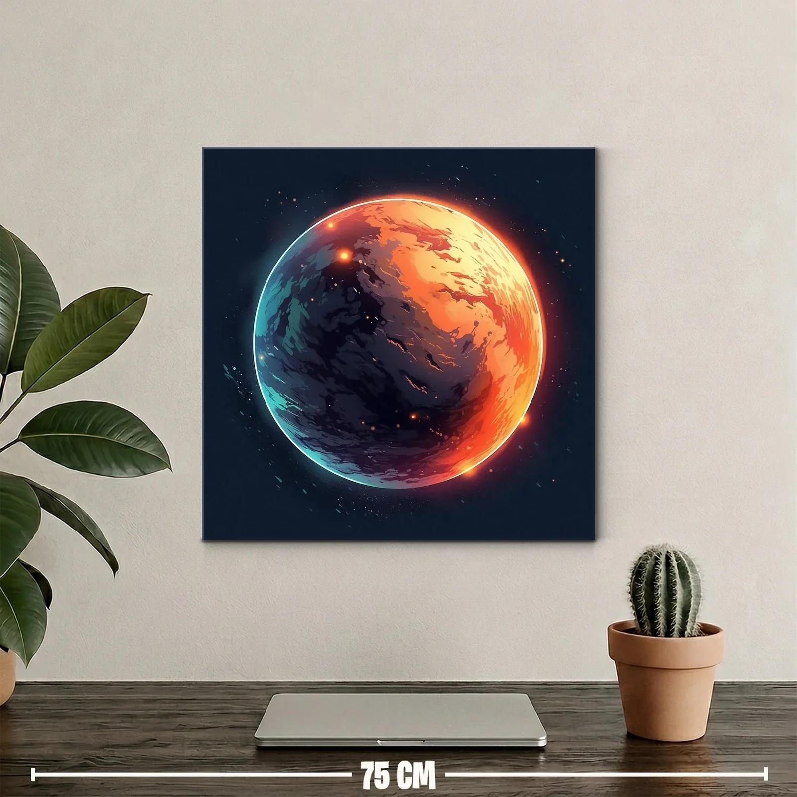 Planeta en tonos cálidos y fríos con brillo intenso — miniatura 2