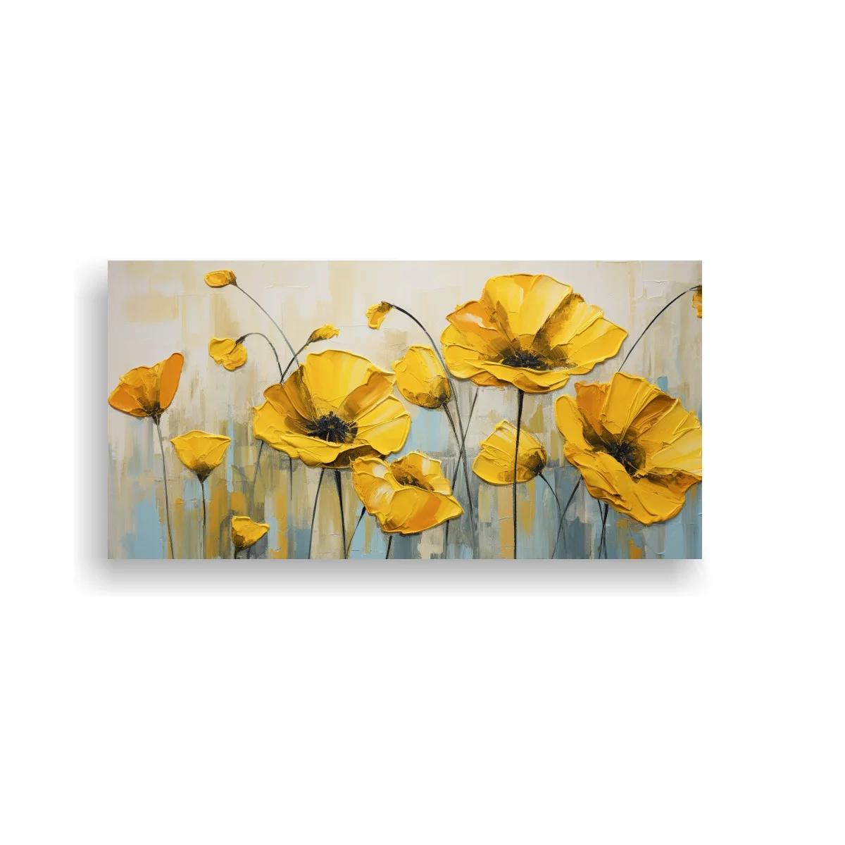 Cuadro de amapolas amarillas con tallos largos — imagen principal