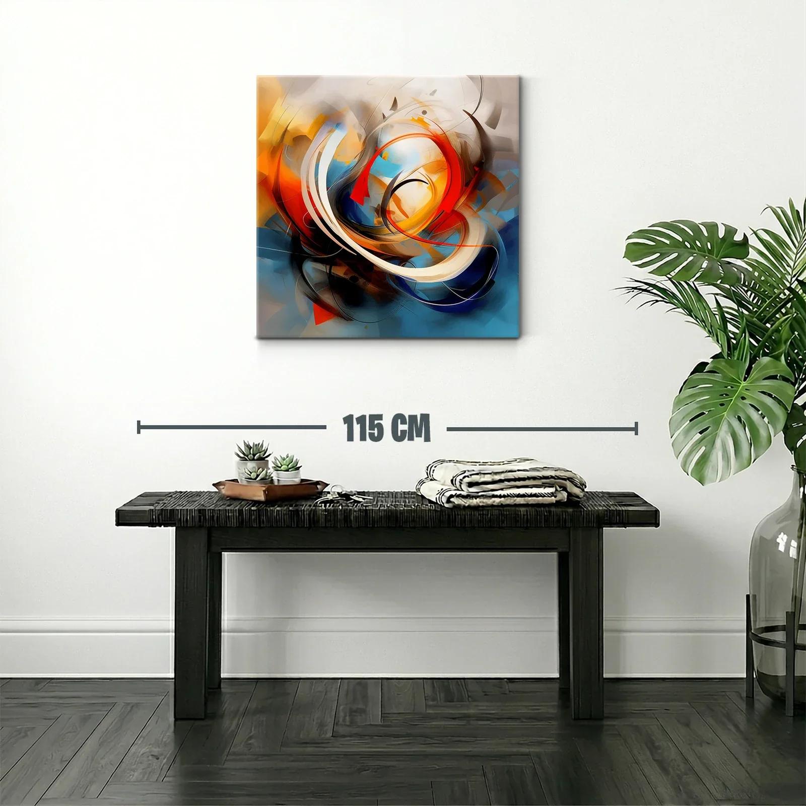 Composición abstracta dinámica con vibrantes tonos cálidos y fríos — miniatura 2