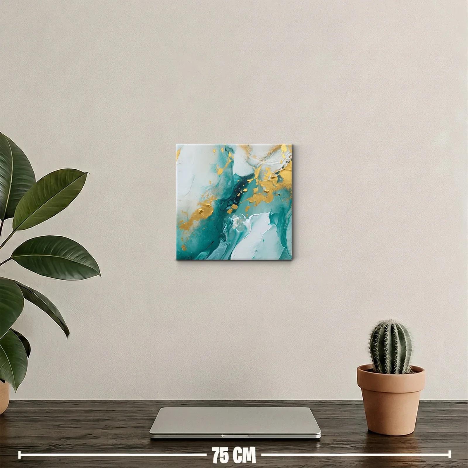Elegancia abstracta en tonos verdes y dorados vibrantes — miniatura 2