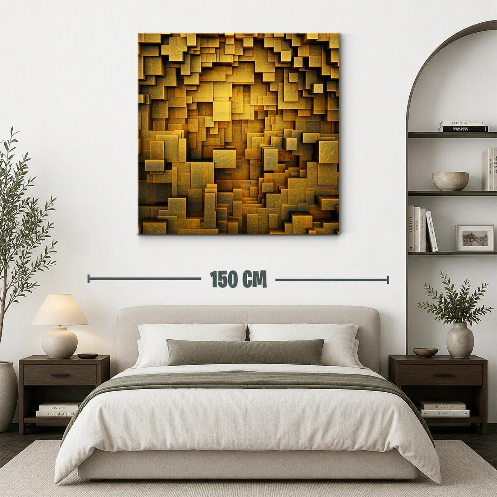 Diseño abstracto de recuadros encajados dorados y negros — miniatura 3