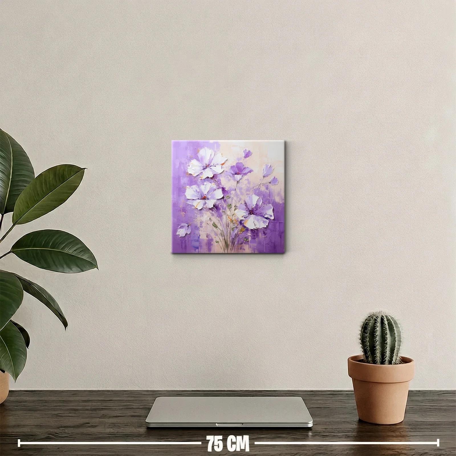 Cuadro floral en tonos lilas y blancos para decoración elegante — miniatura 2