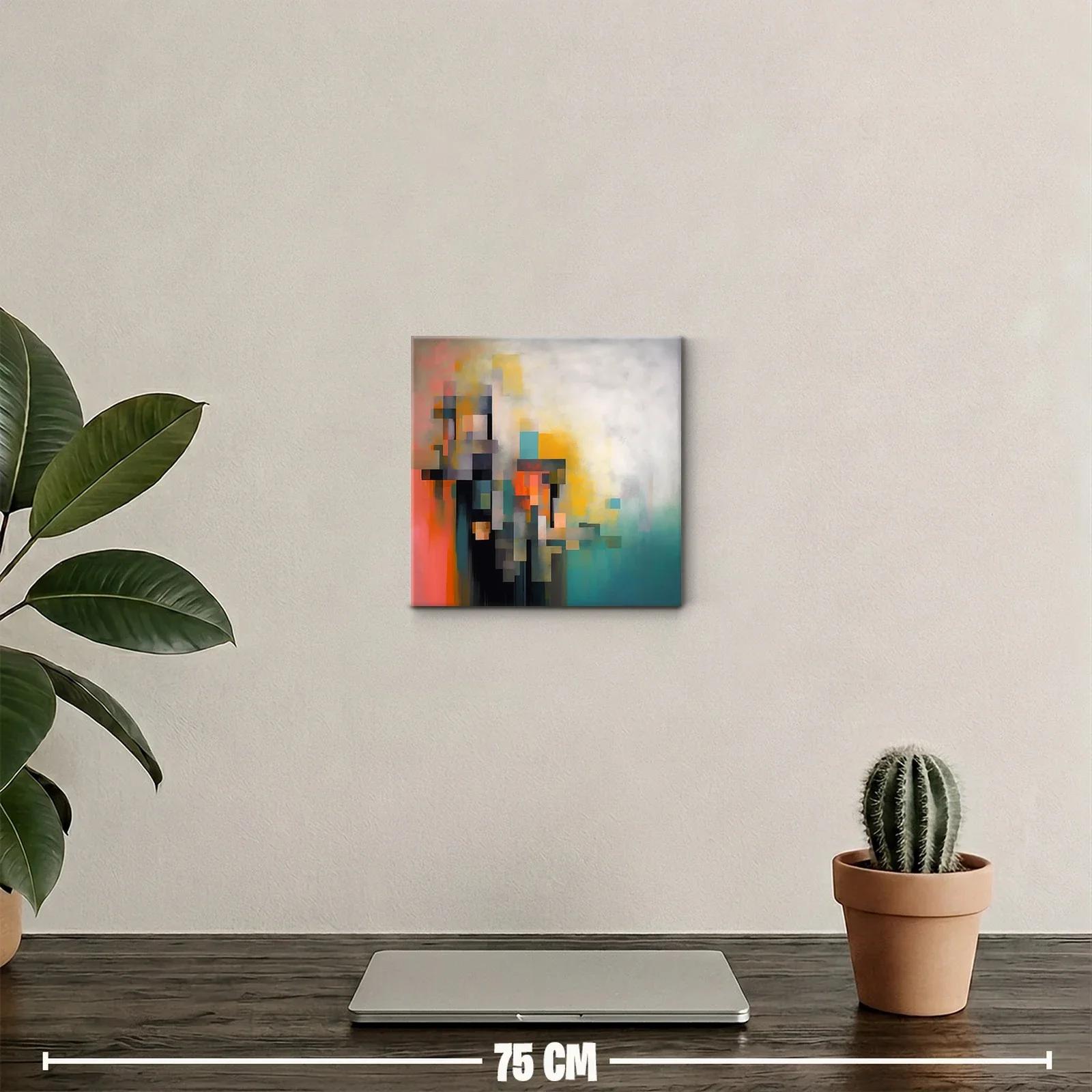 Cuadro abstracto con bloques de color vibrantes y difuminados — miniatura 2