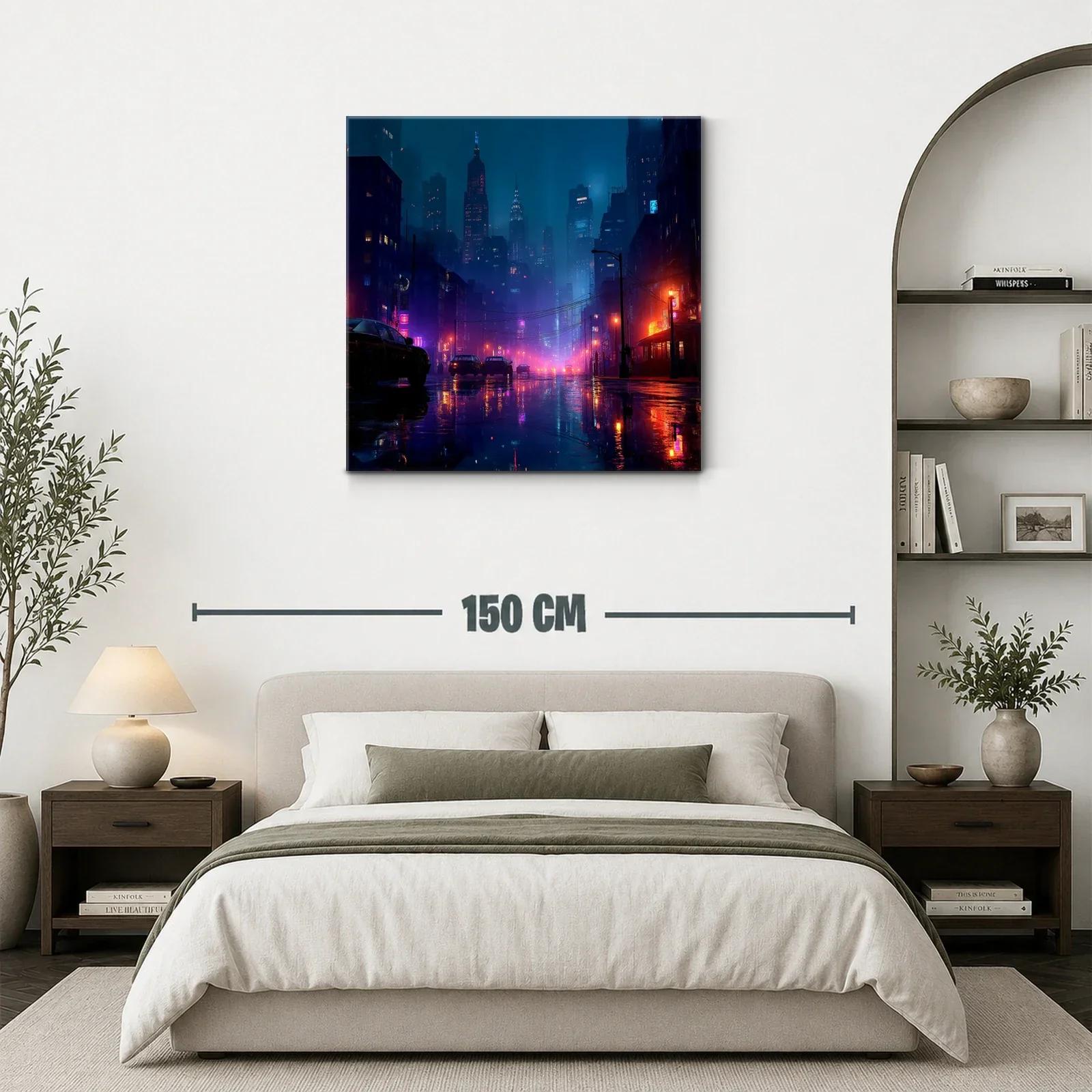 Paisaje urbano nocturno con luces de neón vibrantes — miniatura 3