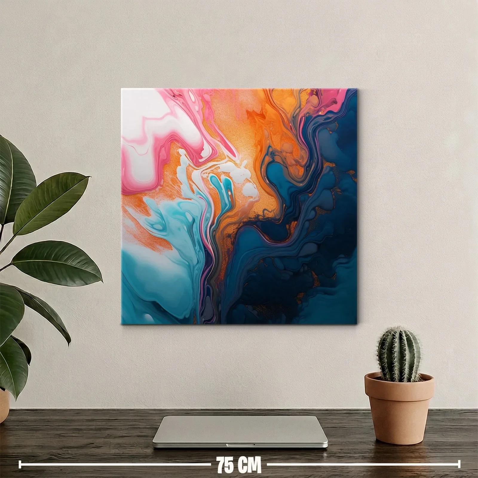 Cuadro abstracto con vibrantes tonos azules y naranjas — miniatura 2