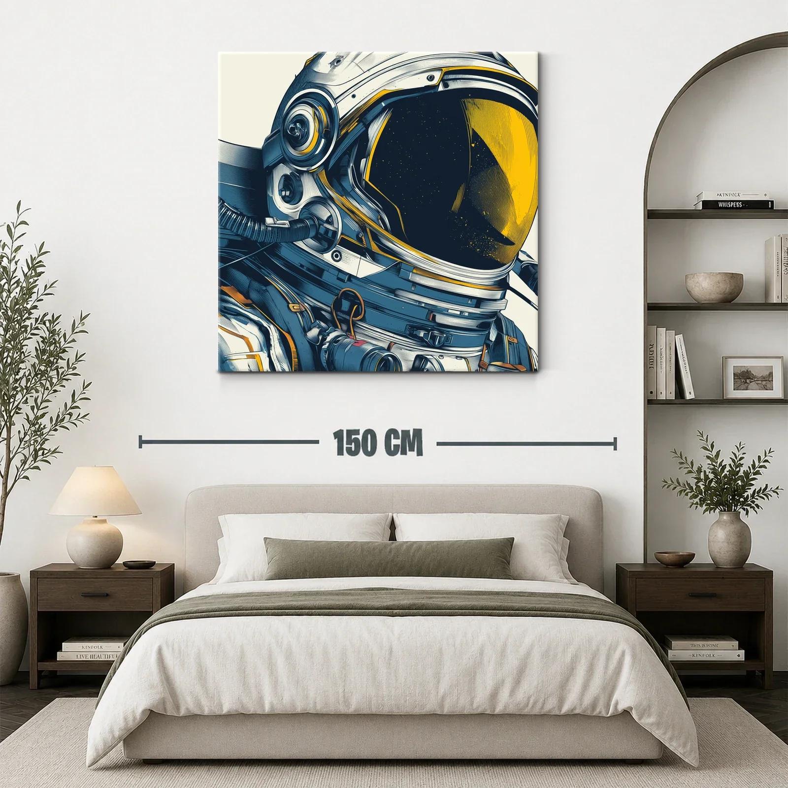 Cuadro astronauta futurista con detalles en azul y amarillo — miniatura 3