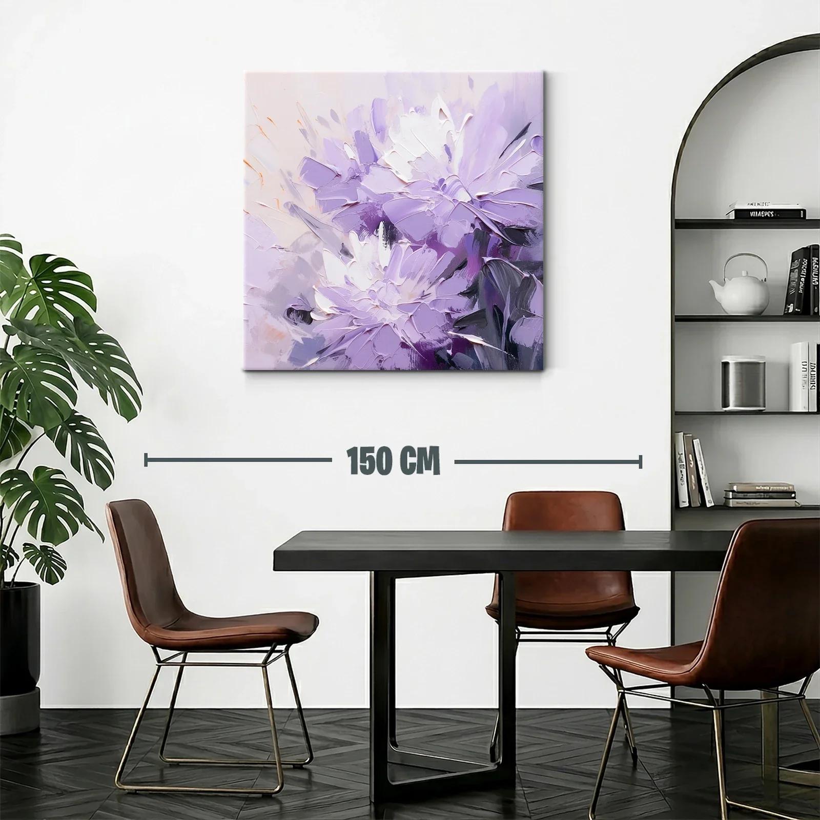 Cuadro flores lilas con toques de blanco y gris elegante — miniatura 2