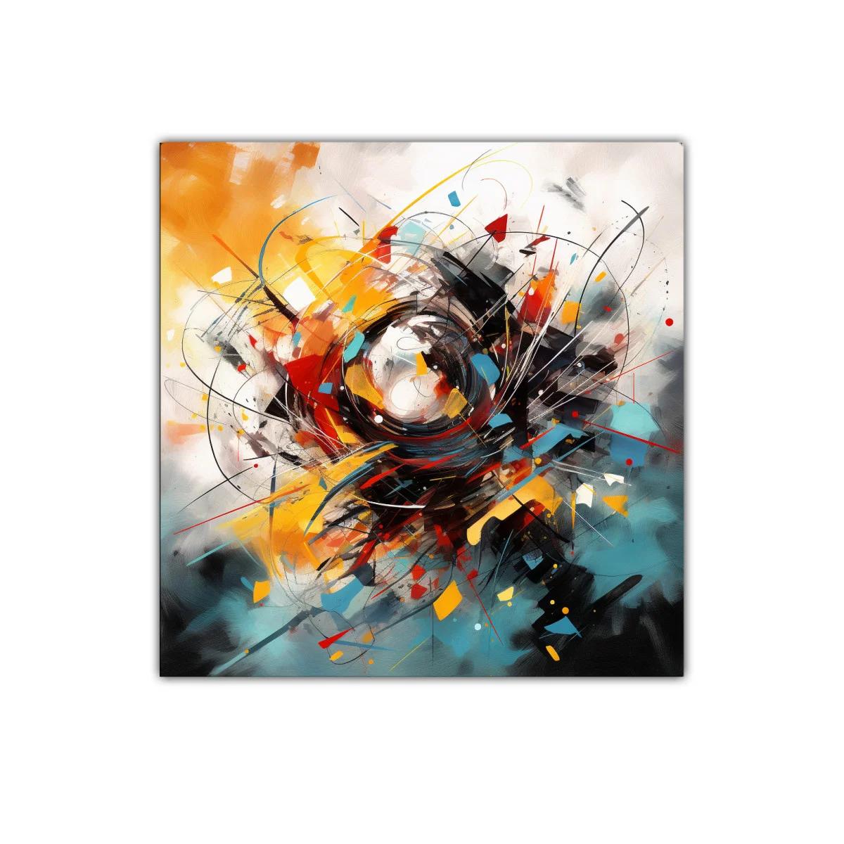 Cuadro abstracto vibrante con explosión de color y movimiento — miniatura 1