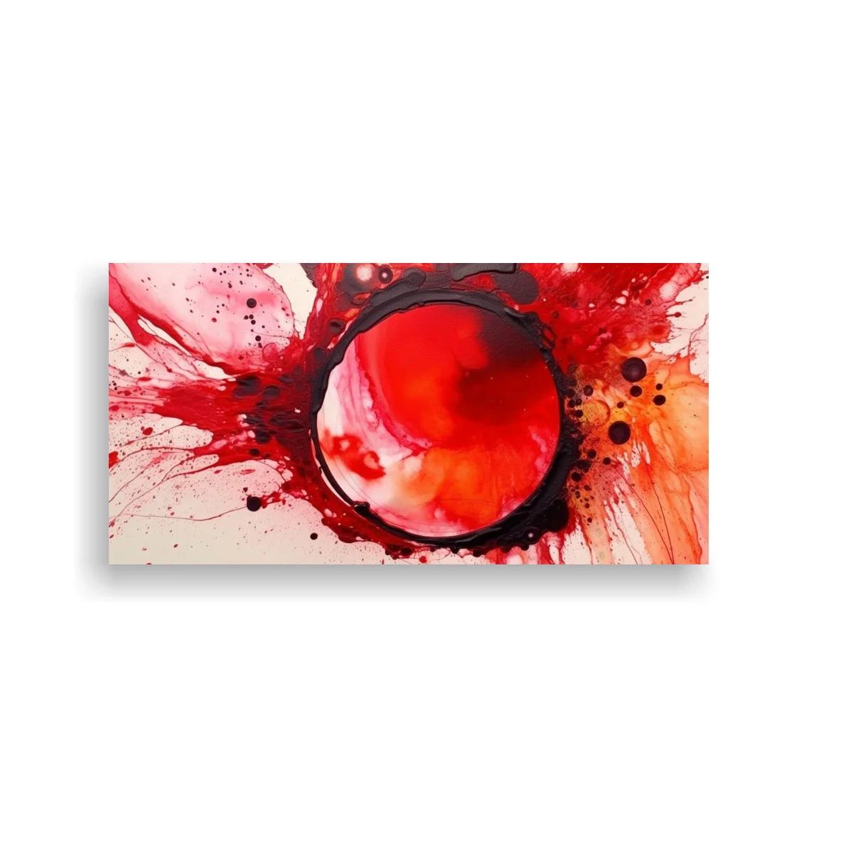 Cuadro círculo rojo abstracto con salpicaduras fluidas — imagen principal