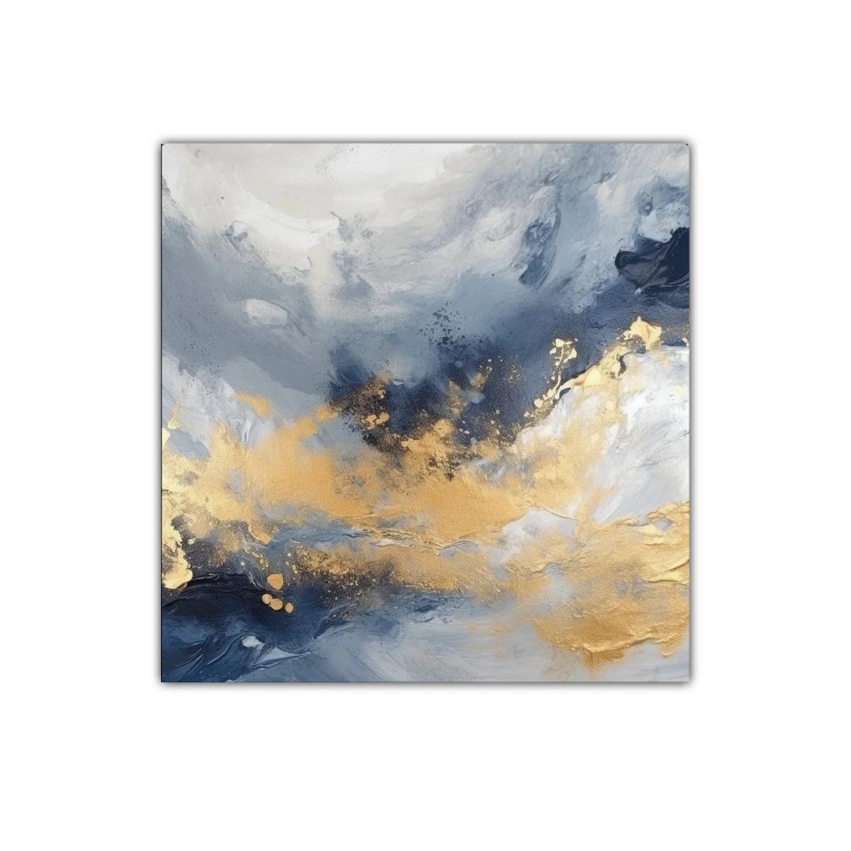 Cuadro decorativo en tonos dorados y azules abstractos — miniatura 1