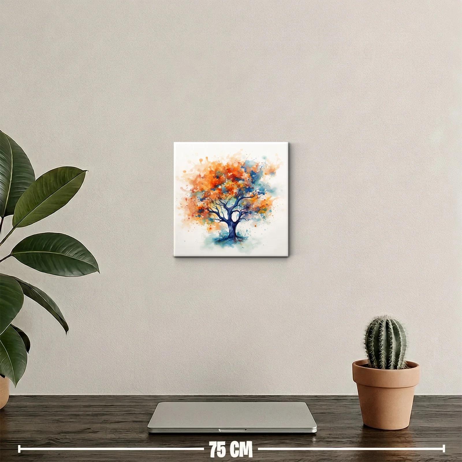 Árbol abstracto en vibrantes tonos otoñales y azules — miniatura 2