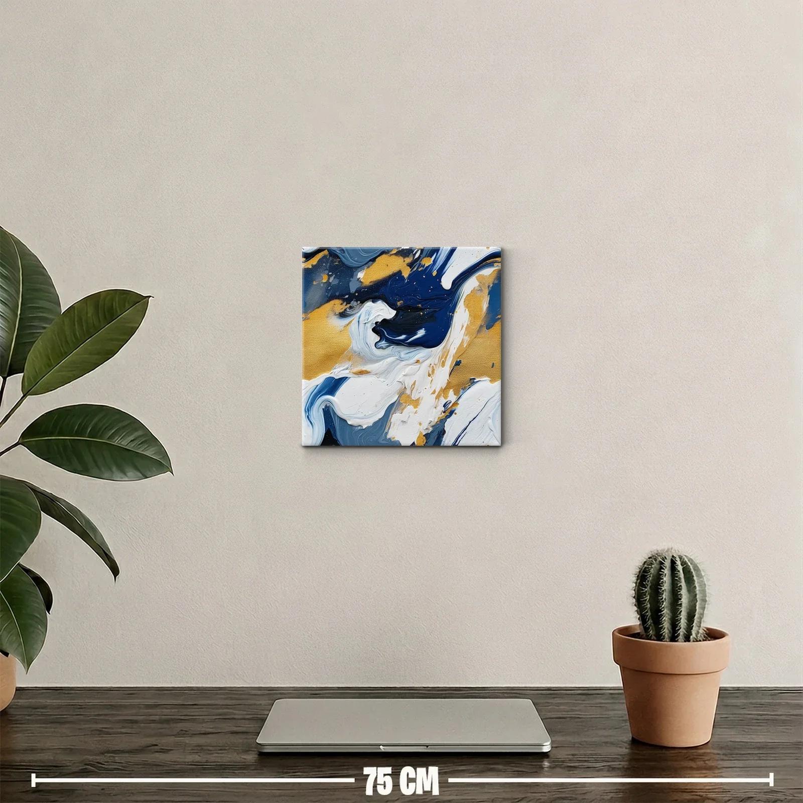 Cuadro decorativo con efecto abstracto en azul y dorado — miniatura 2