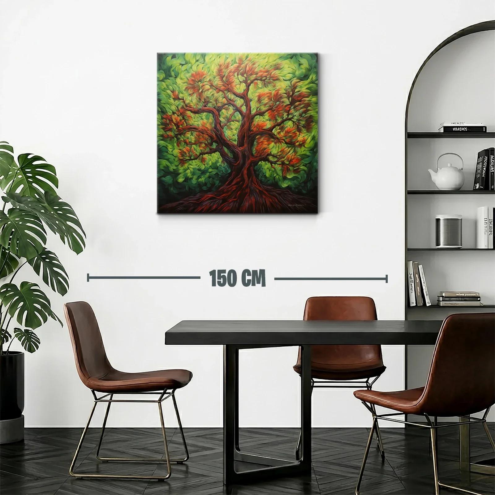 Árbol con hojas vibrantes en tonos verdes y rojos — miniatura 2