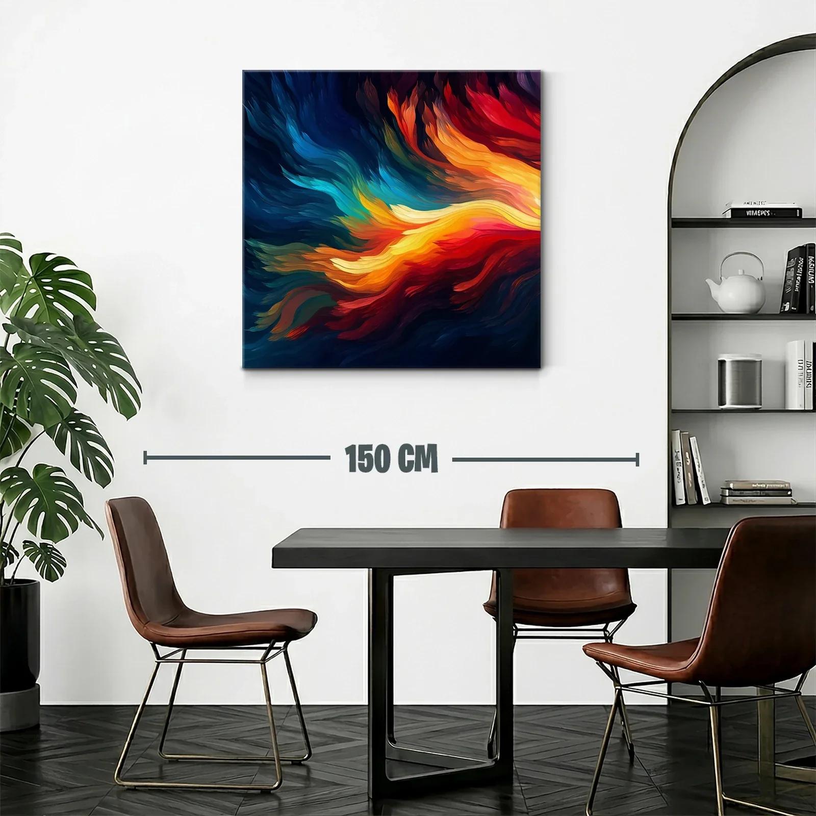 Cuadro abstracto con llamas en tonos vibrantes y dinámicos — miniatura 2