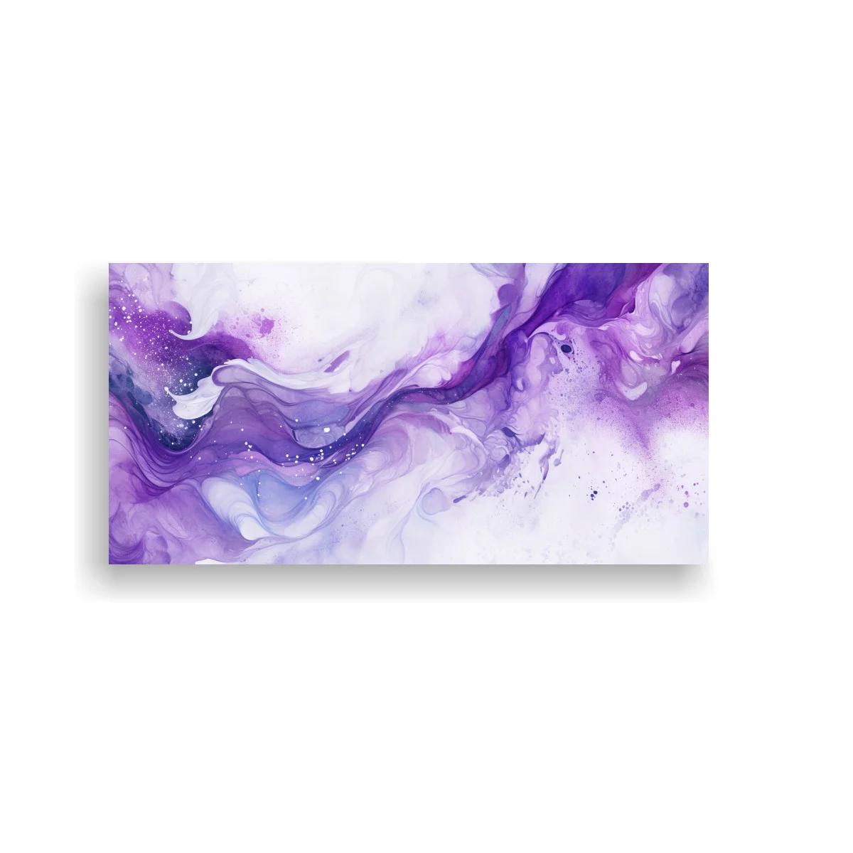 Cuadro abstracción fluida violeta con bandas ondulantes — imagen principal