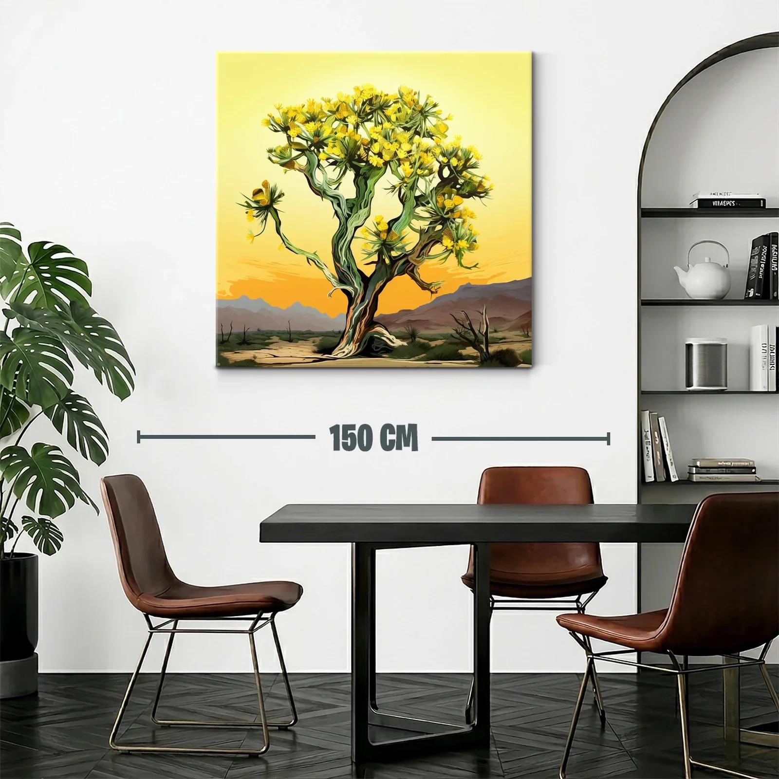 Árbol con flores amarillas en paisaje desértico al atardecer — miniatura 2