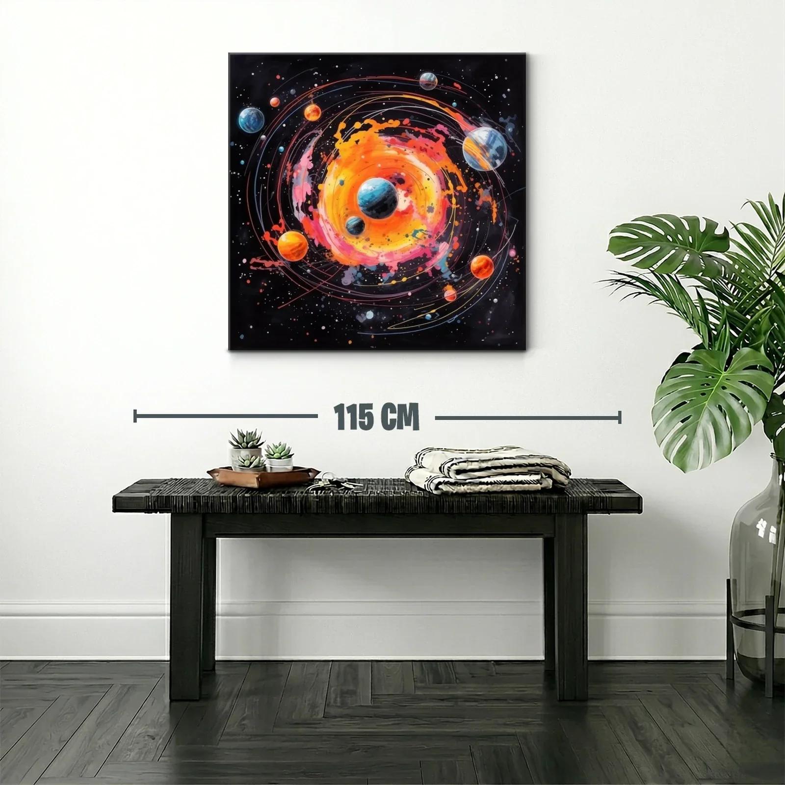 Explosión cósmica con planetas en órbitas vibrantes — miniatura 2