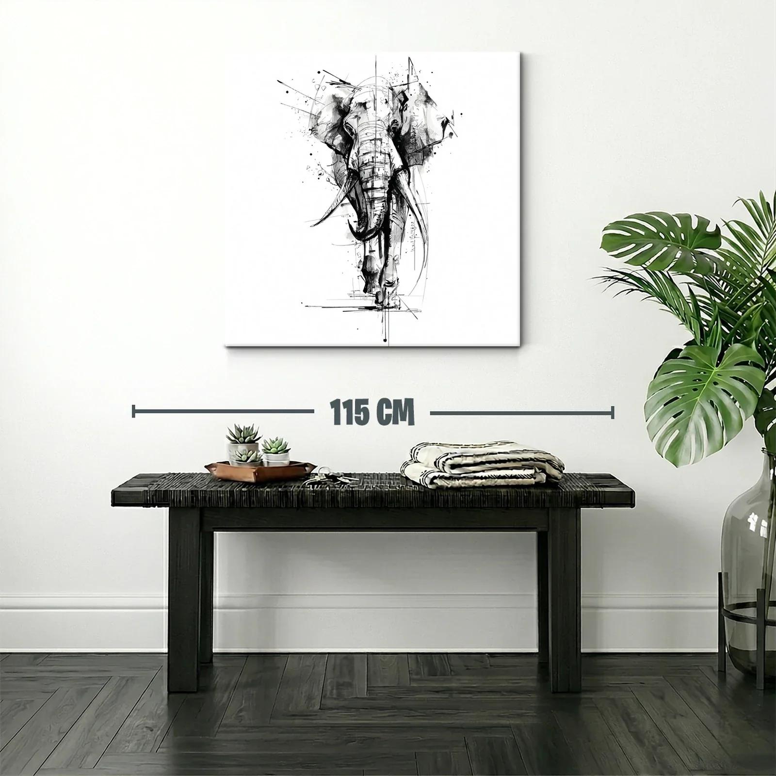 Impactante retrato de elefante en tinta monocroma — miniatura 2