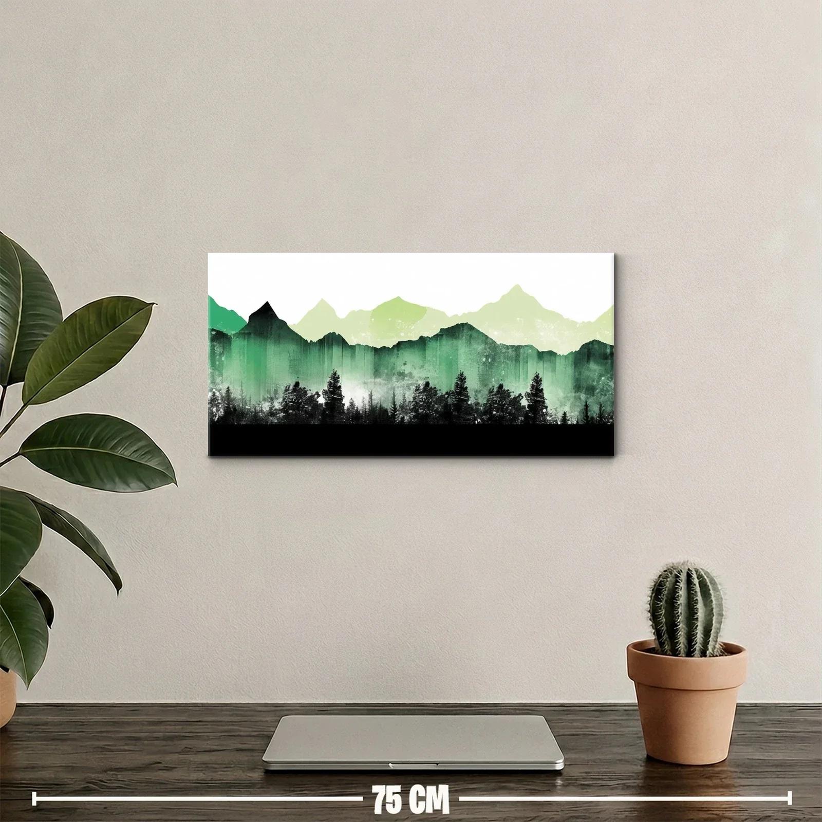 Cuadro cordillera de montañas verdes en acuarela — miniatura 2