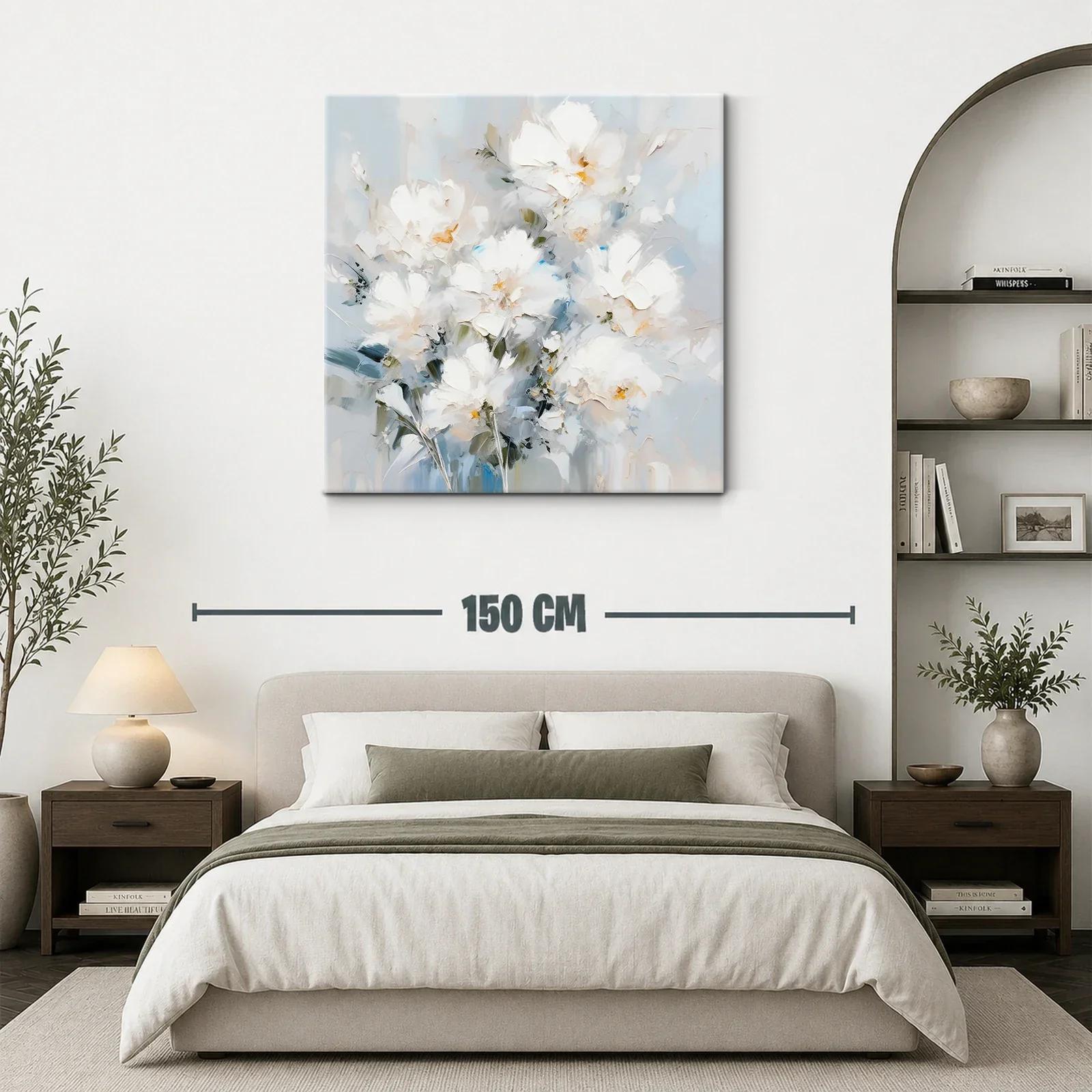 Cuadro floral blanco con toques suaves azules y verdes — miniatura 3