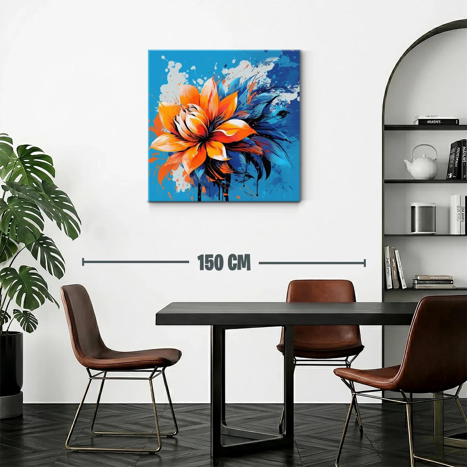 Flor vibrante con contrastes en azul y naranja intenso — miniatura 2