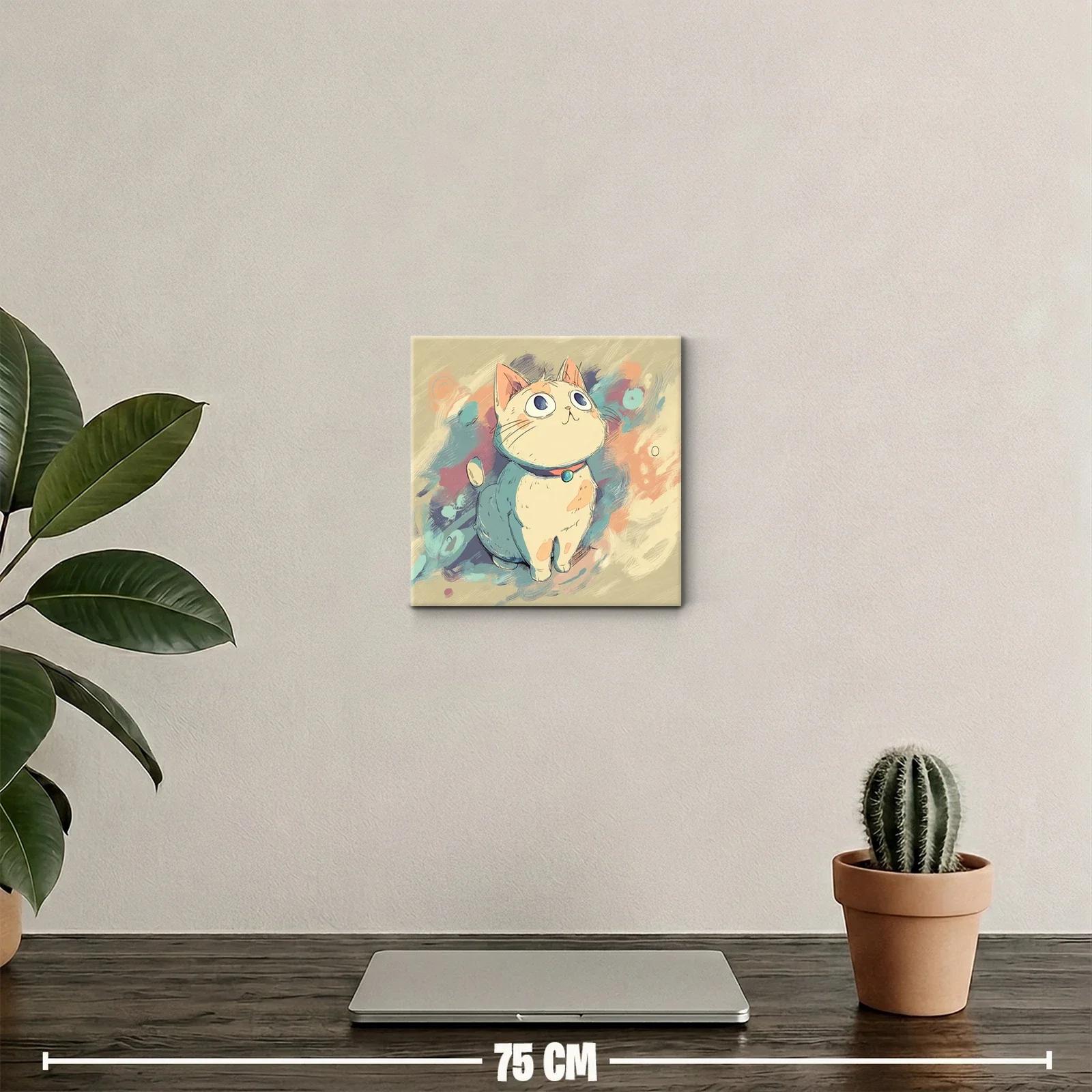 Cuadro gatito adorable con colores pastel suaves — miniatura 2