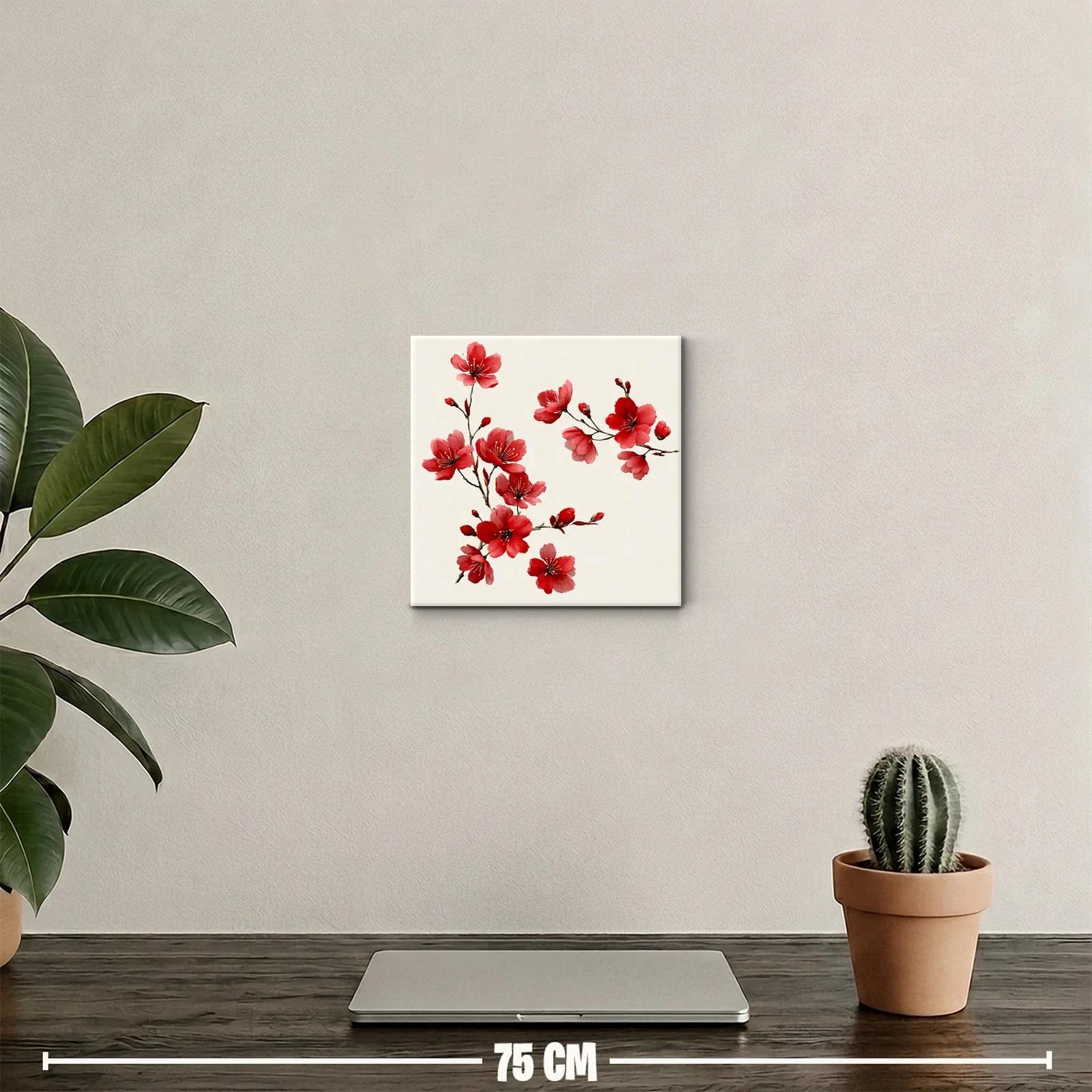 Cuadro decorativo ramas con flores rojas delicadas y elegantes — miniatura 2