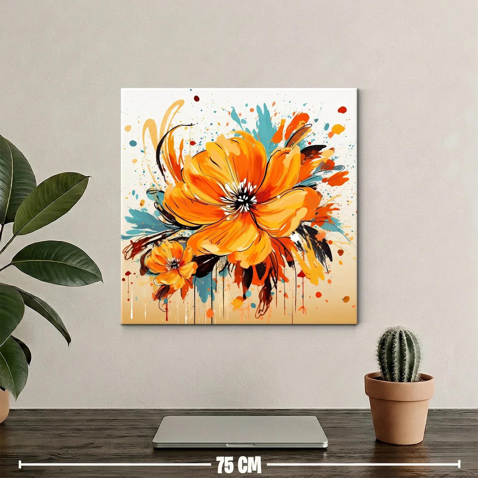 Explosión vibrante de flores en tonos naranjas y azules — miniatura 2