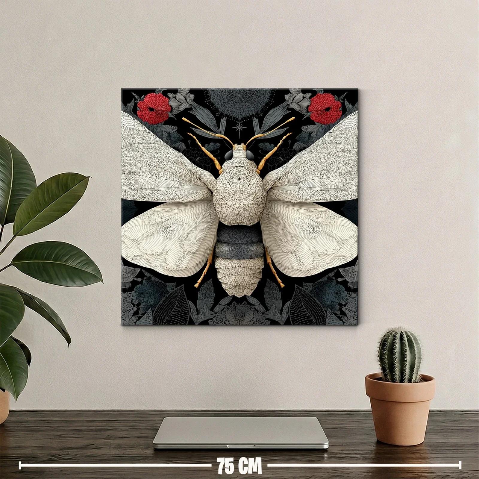Mariposa Blanca sobre Fondo Floral en Tonos Oscuros — miniatura 2