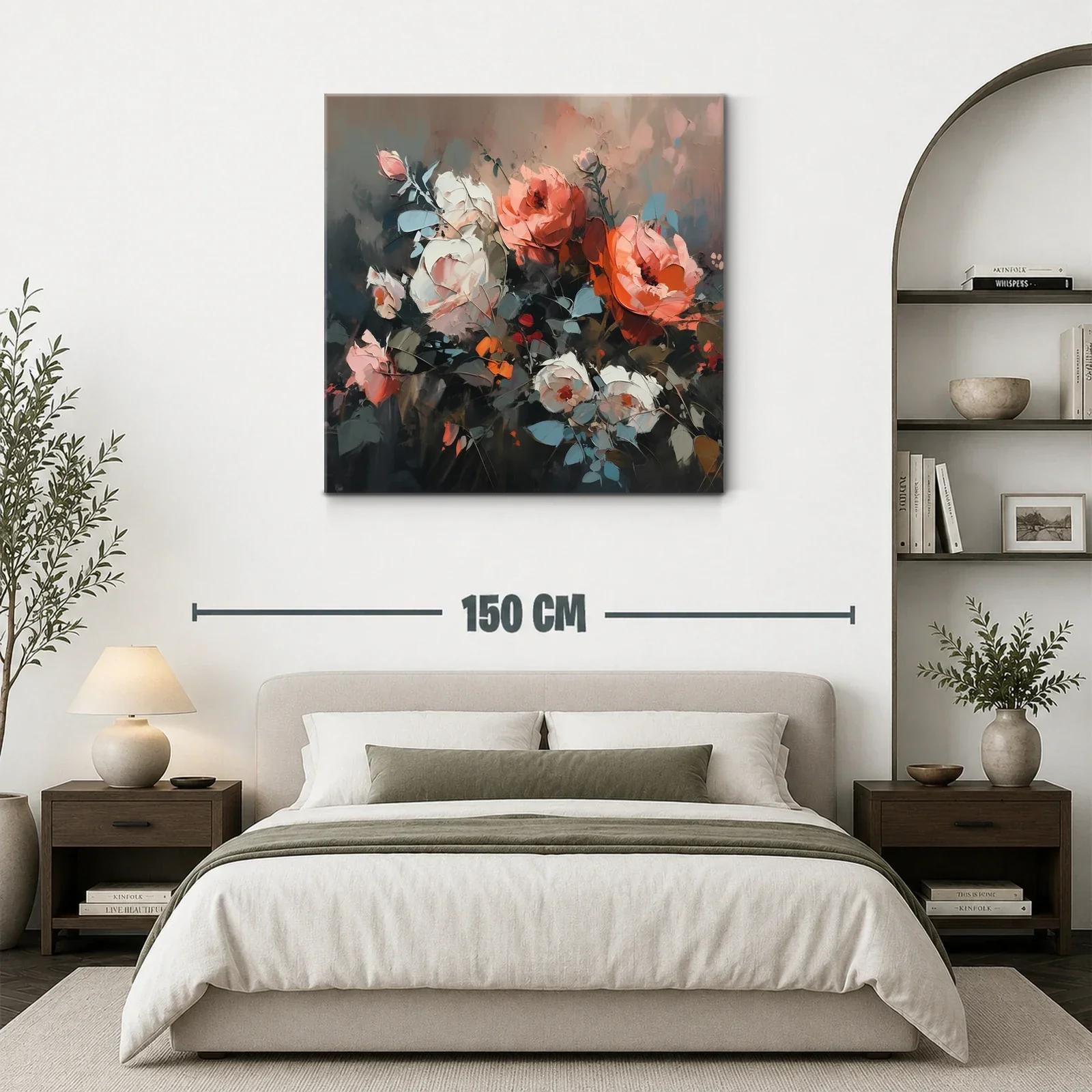 Cuadro floral con tonos cálidos y contraste elegante — miniatura 3
