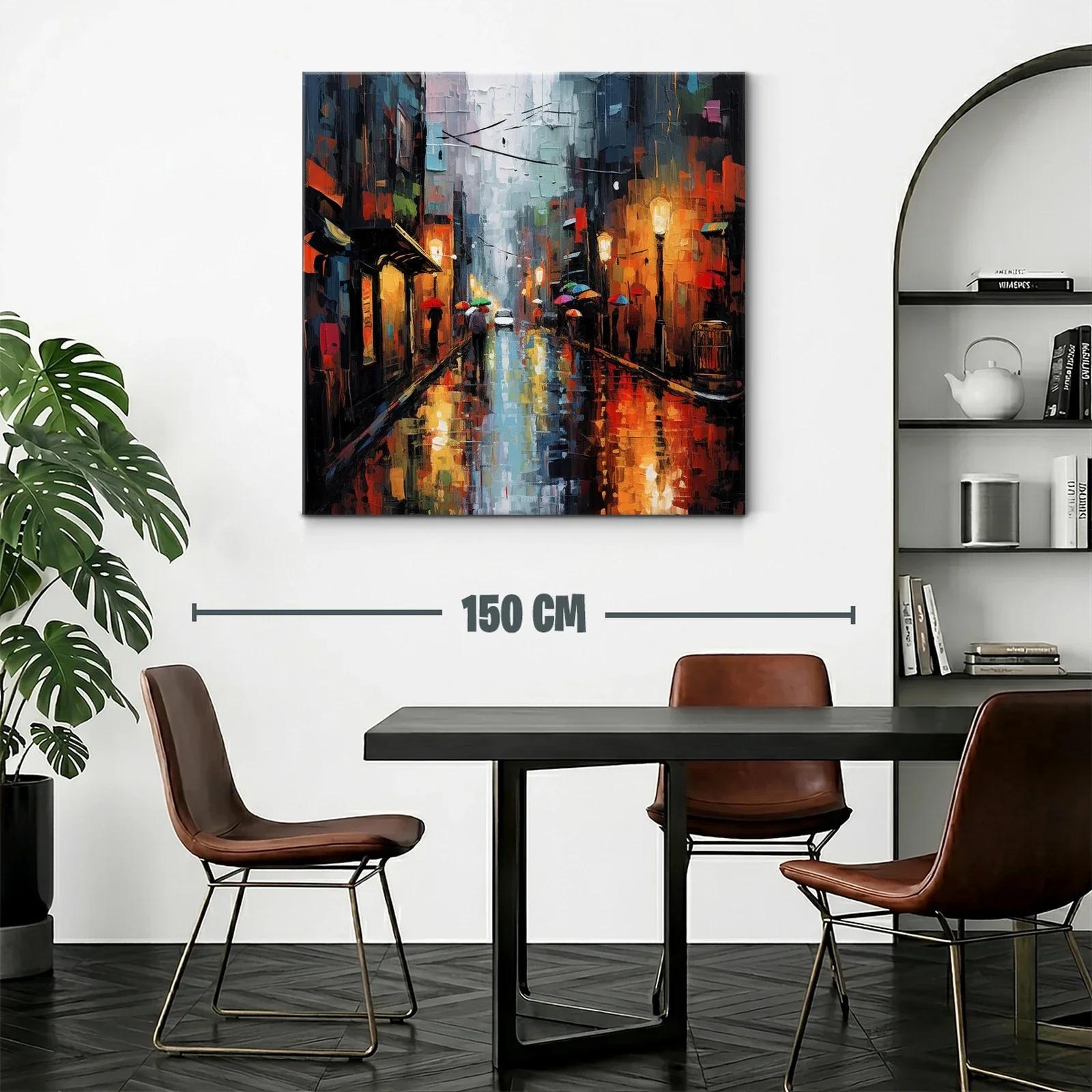 Reflejos urbanos bajo la lluvia y luces cálidas — miniatura 2
