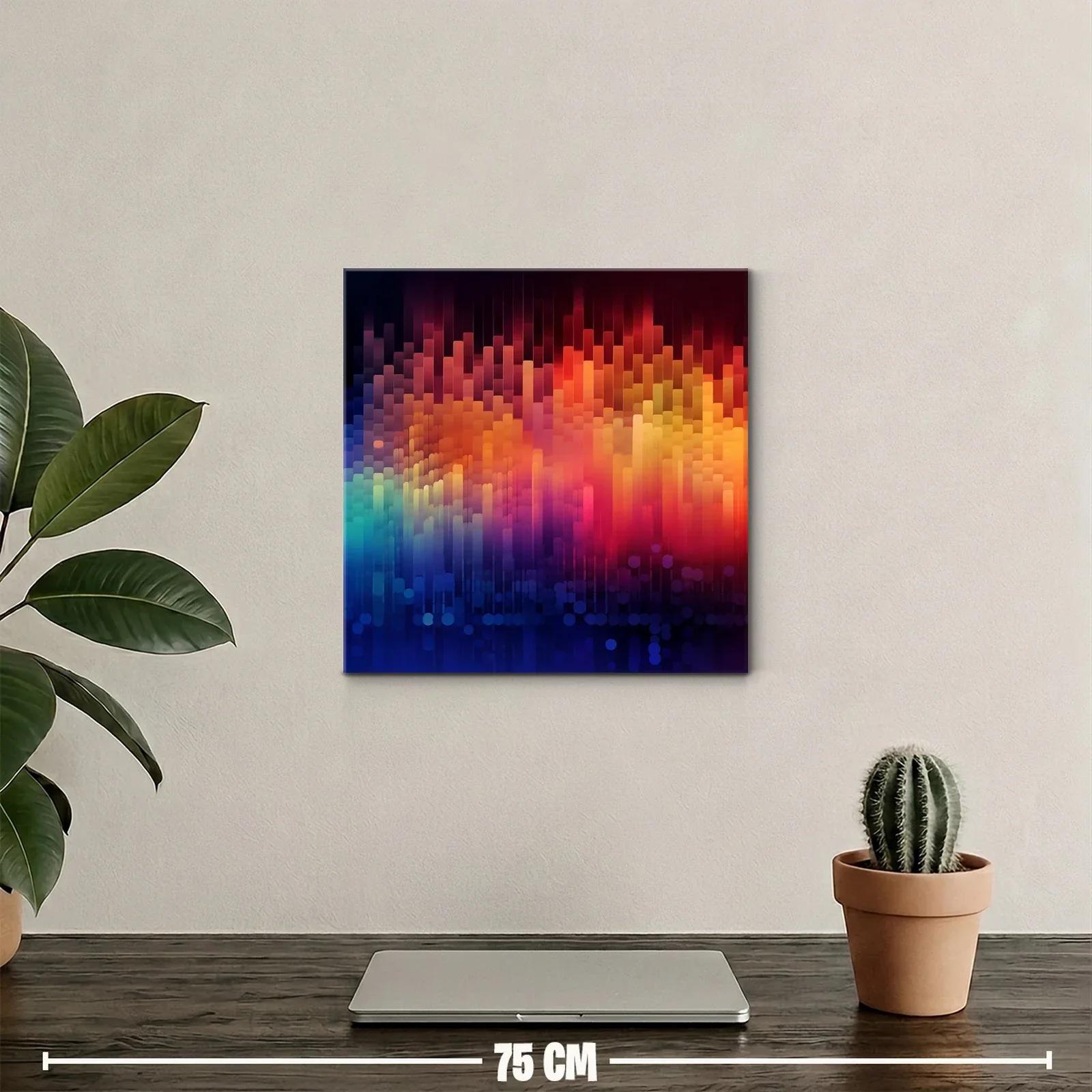 Cuadro abstracto con vibrantes tonos cálidos y fríos — miniatura 2