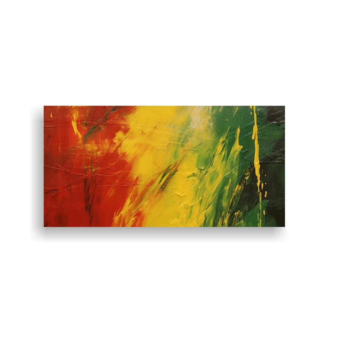 Cuadro abstracción de pinceladas rojas amarillas y verdes — imagen principal