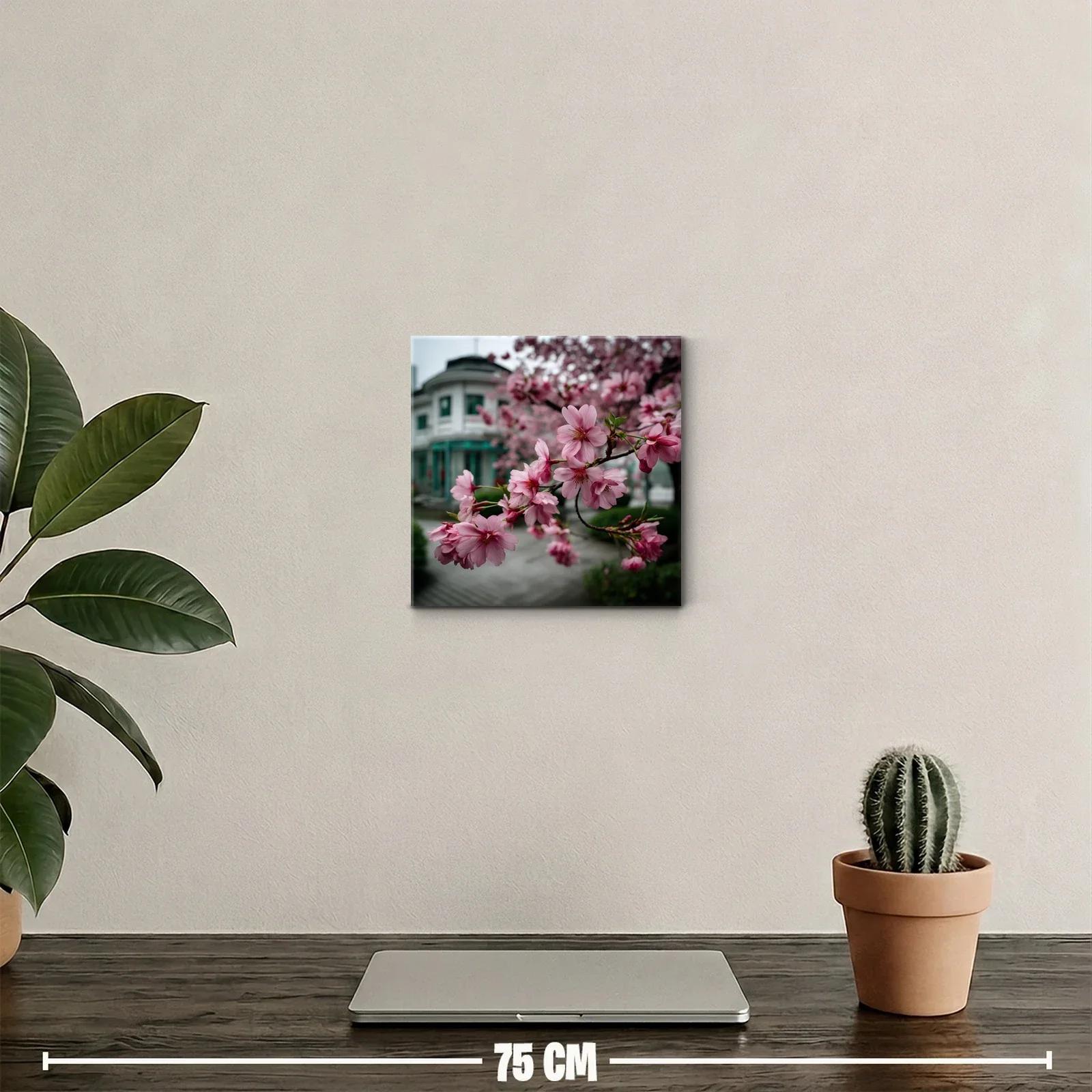 Rama de flores rosas con fondo urbano suave — miniatura 2