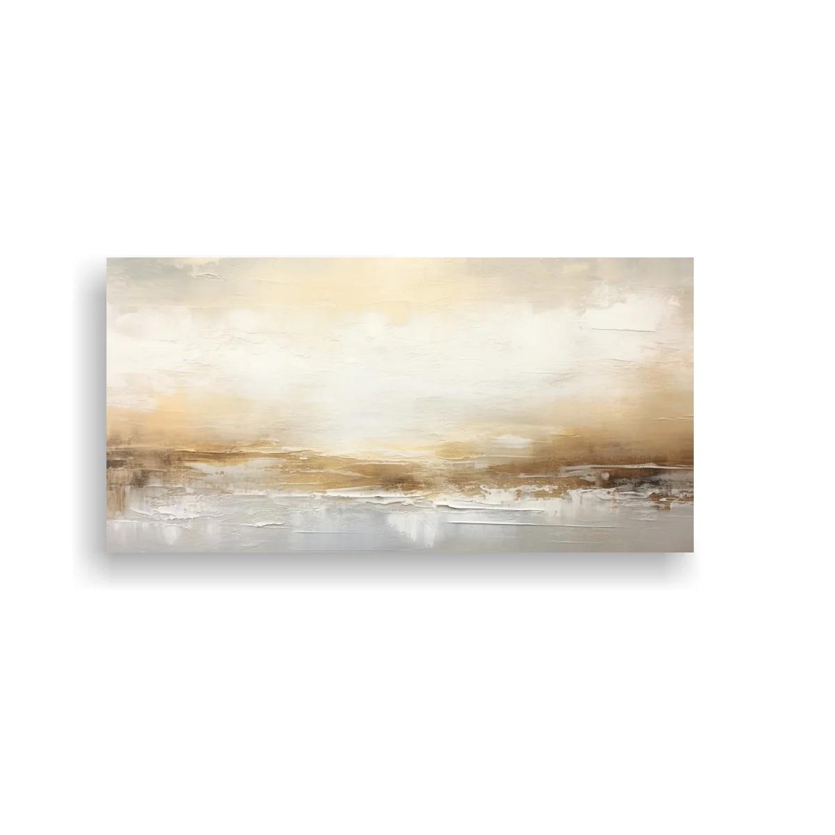 Cuadro paisaje abstracto con horizonte difuso y luz dorada — imagen principal