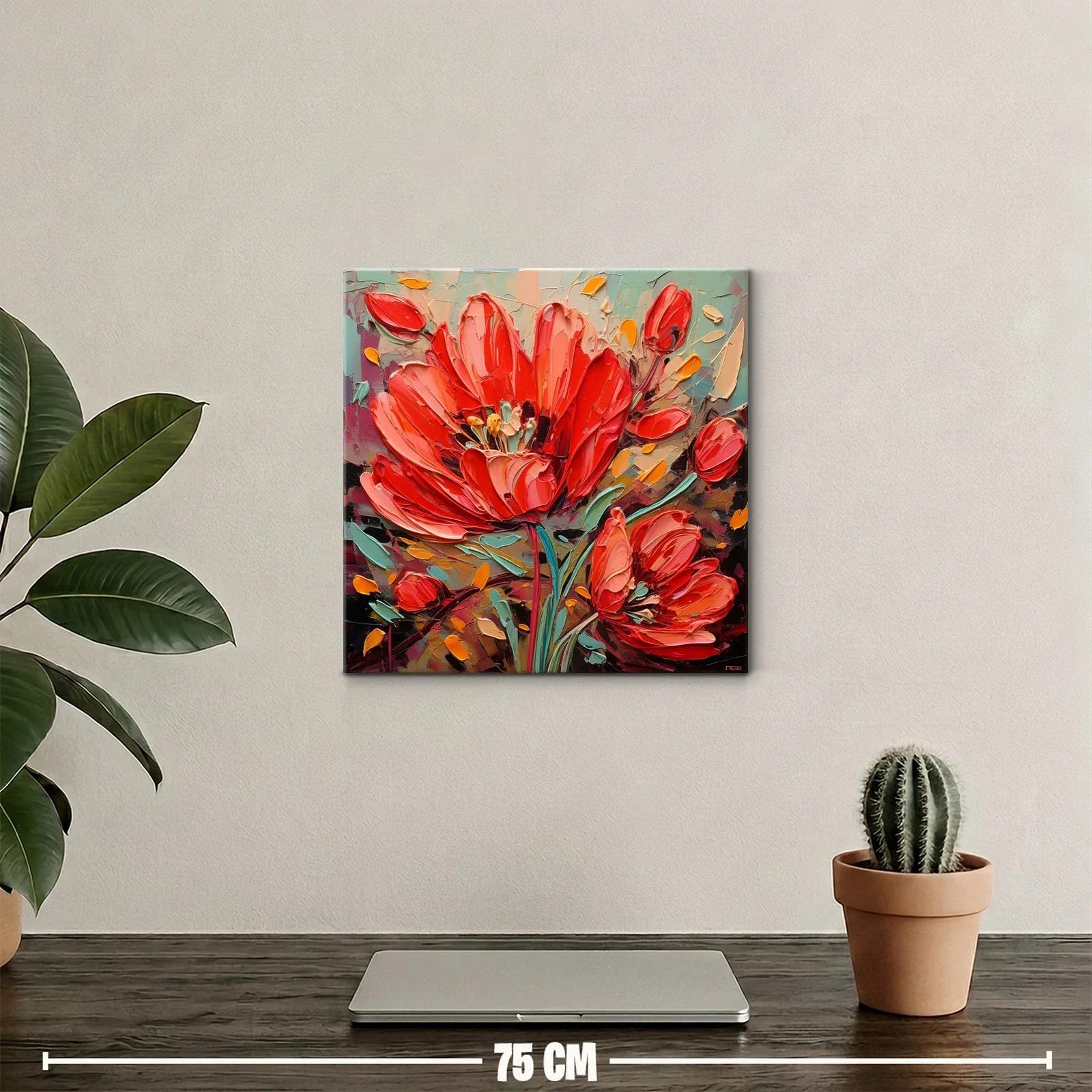 Cuadro moderno con llamativas flores rojas vibrantes — miniatura 2