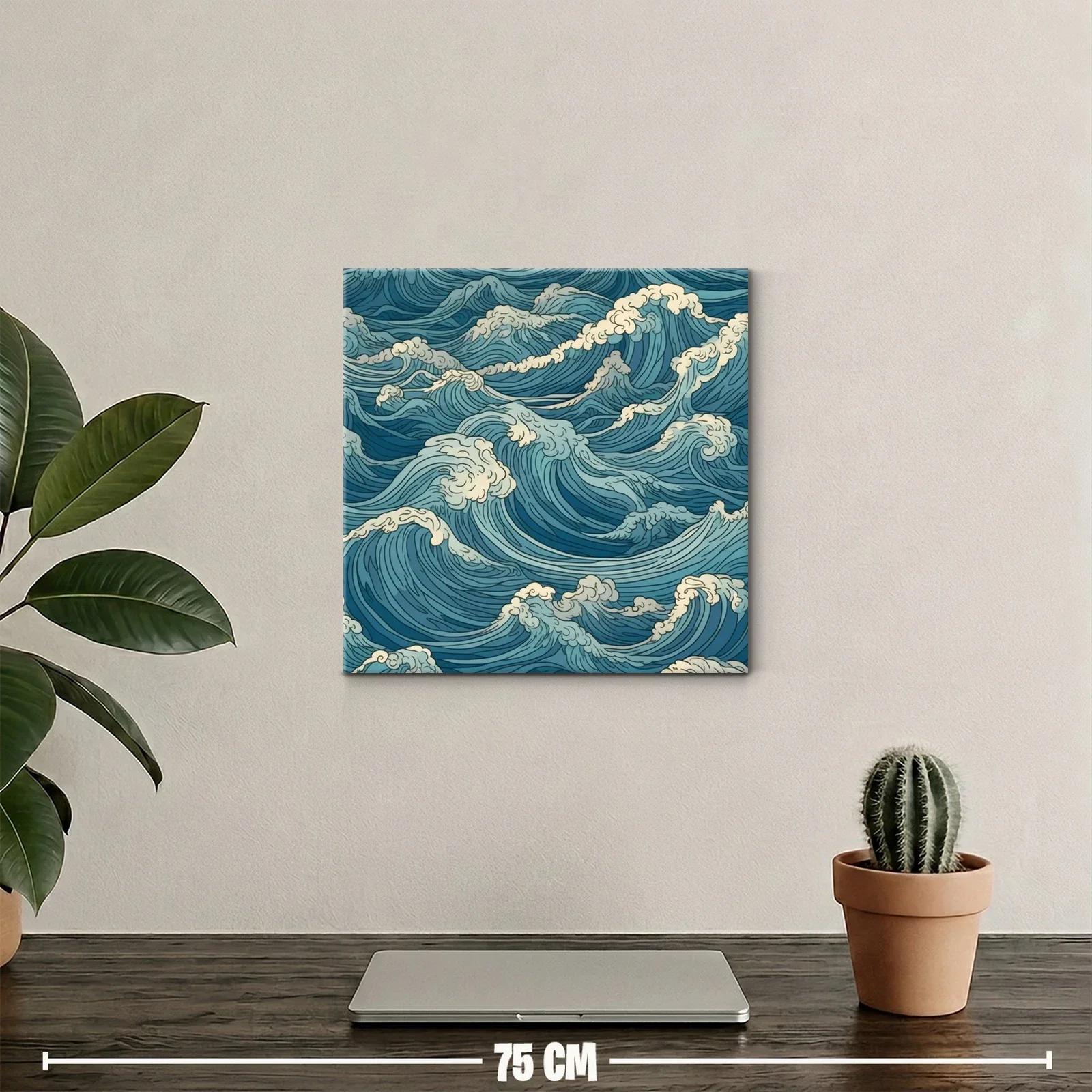 Cuadro de olas marinas en tonos azules y blancos — miniatura 2