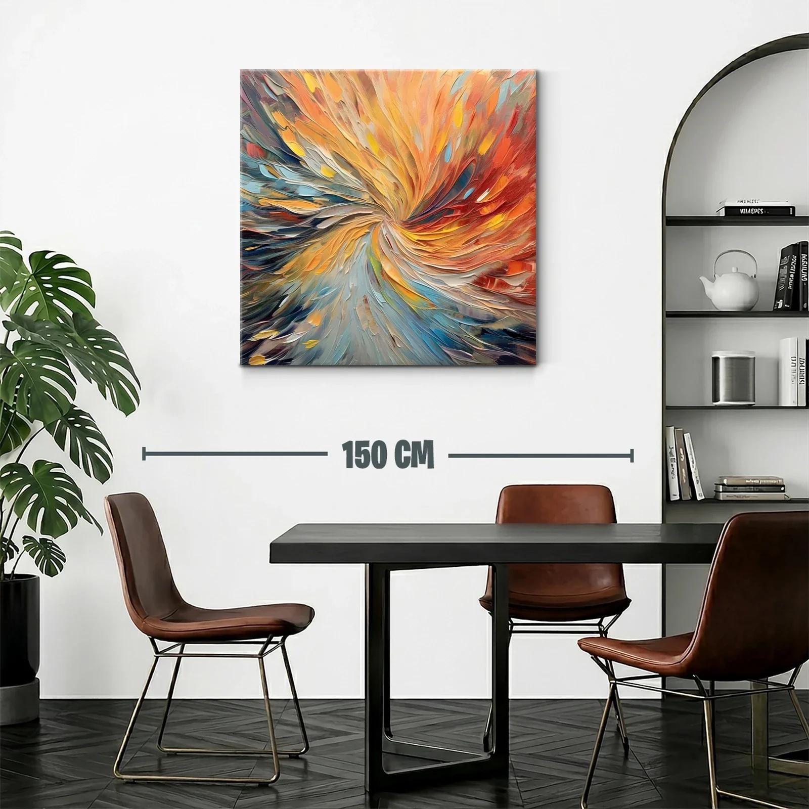 Cuadro abstracto en espiral con tonos cálidos y fríos — miniatura 2
