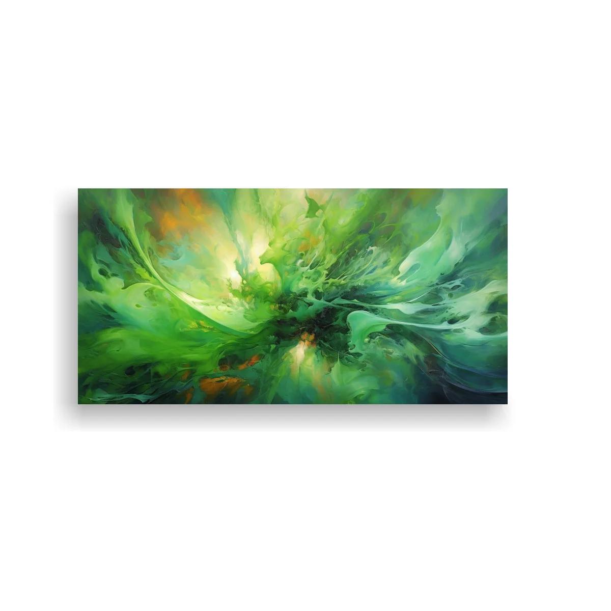 Cuadro remolino abstracto verde con halo de luz — imagen principal