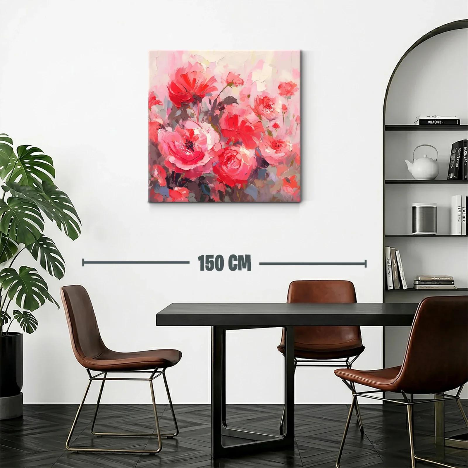 Cuadro floral con explosión de rosas en tonos rojos y rosas — miniatura 2