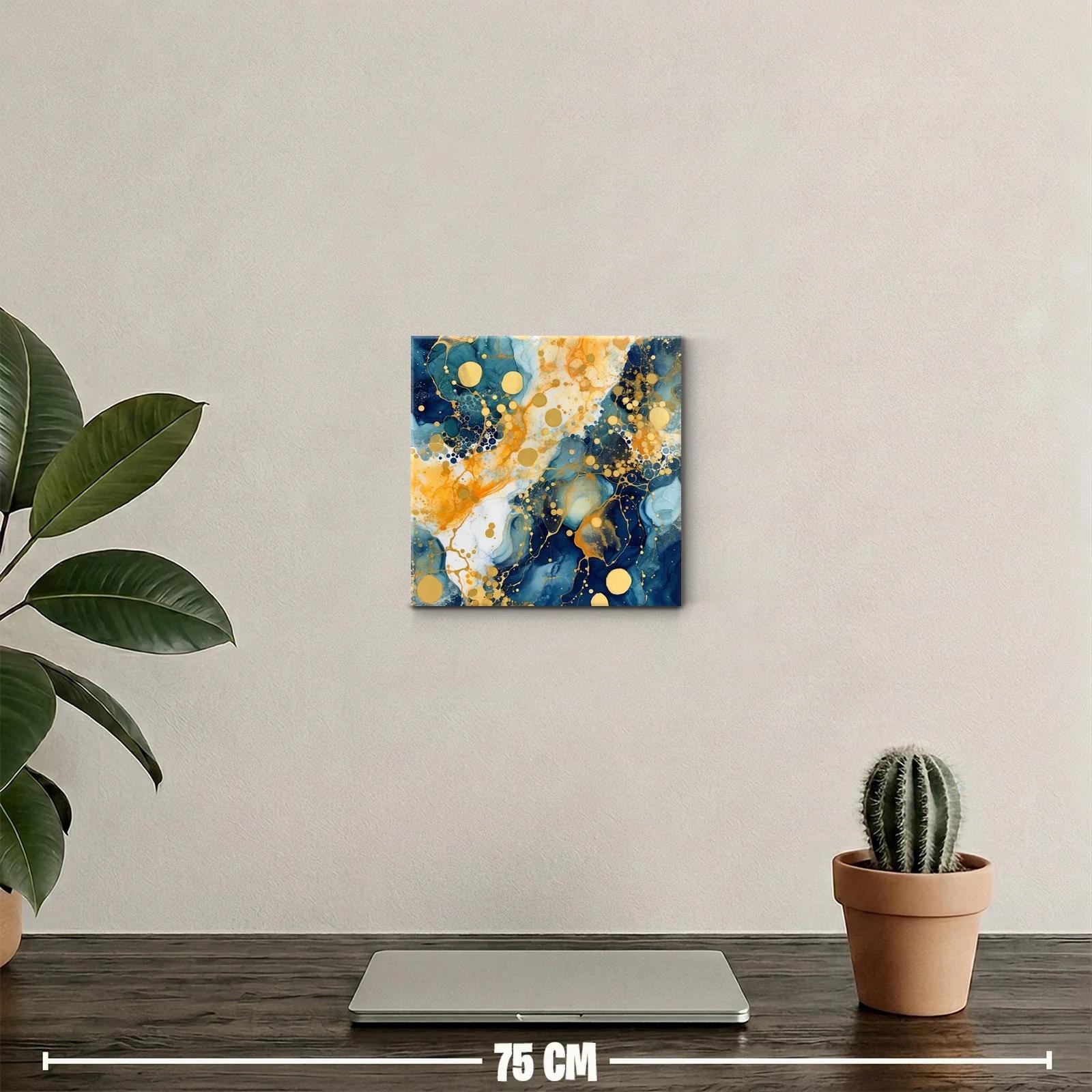 Cuadro decorativo con diseño abstracto en tonos dorados y azules — miniatura 2