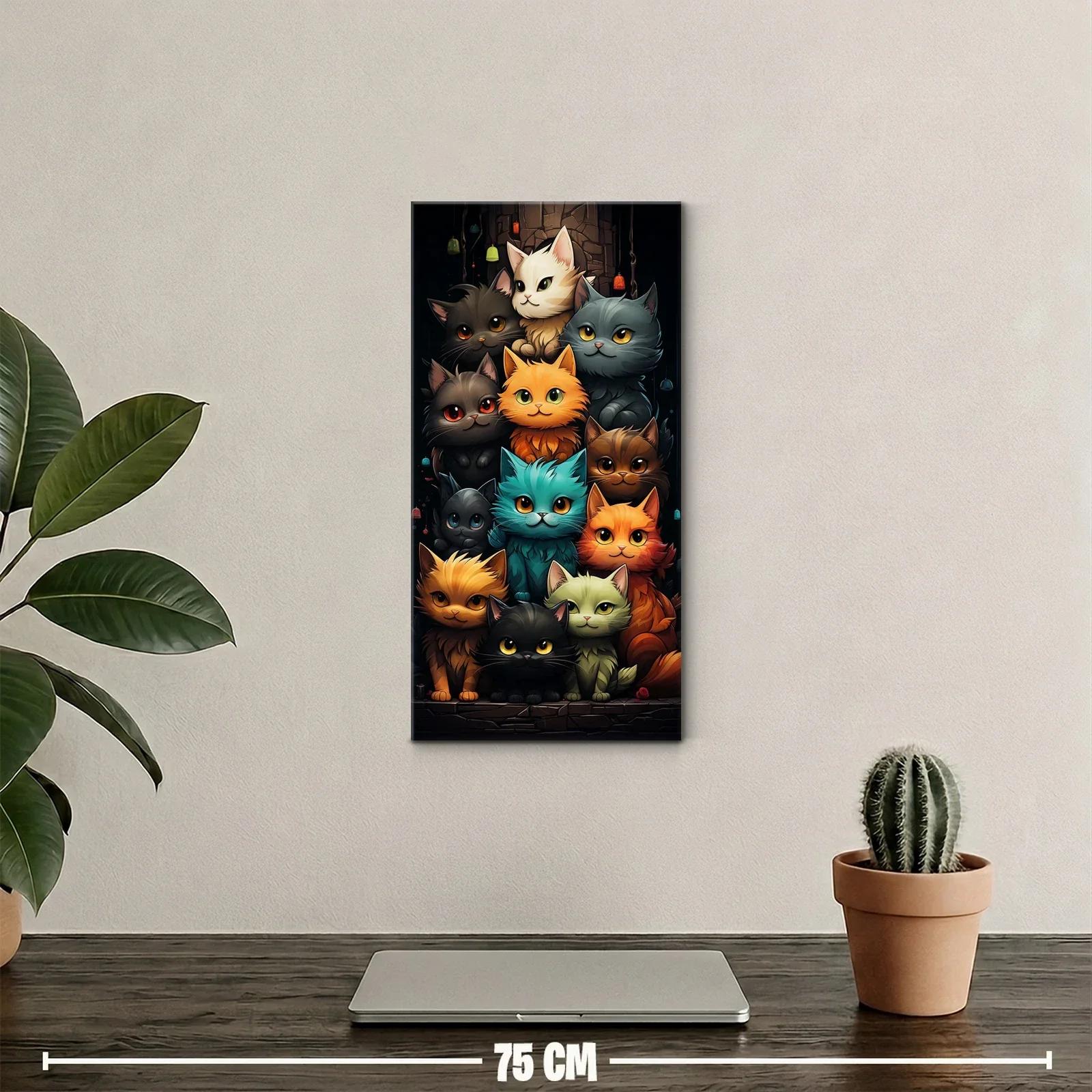 Cuadro grupo de gatos de ojos grandes con luces nocturnas — miniatura 2