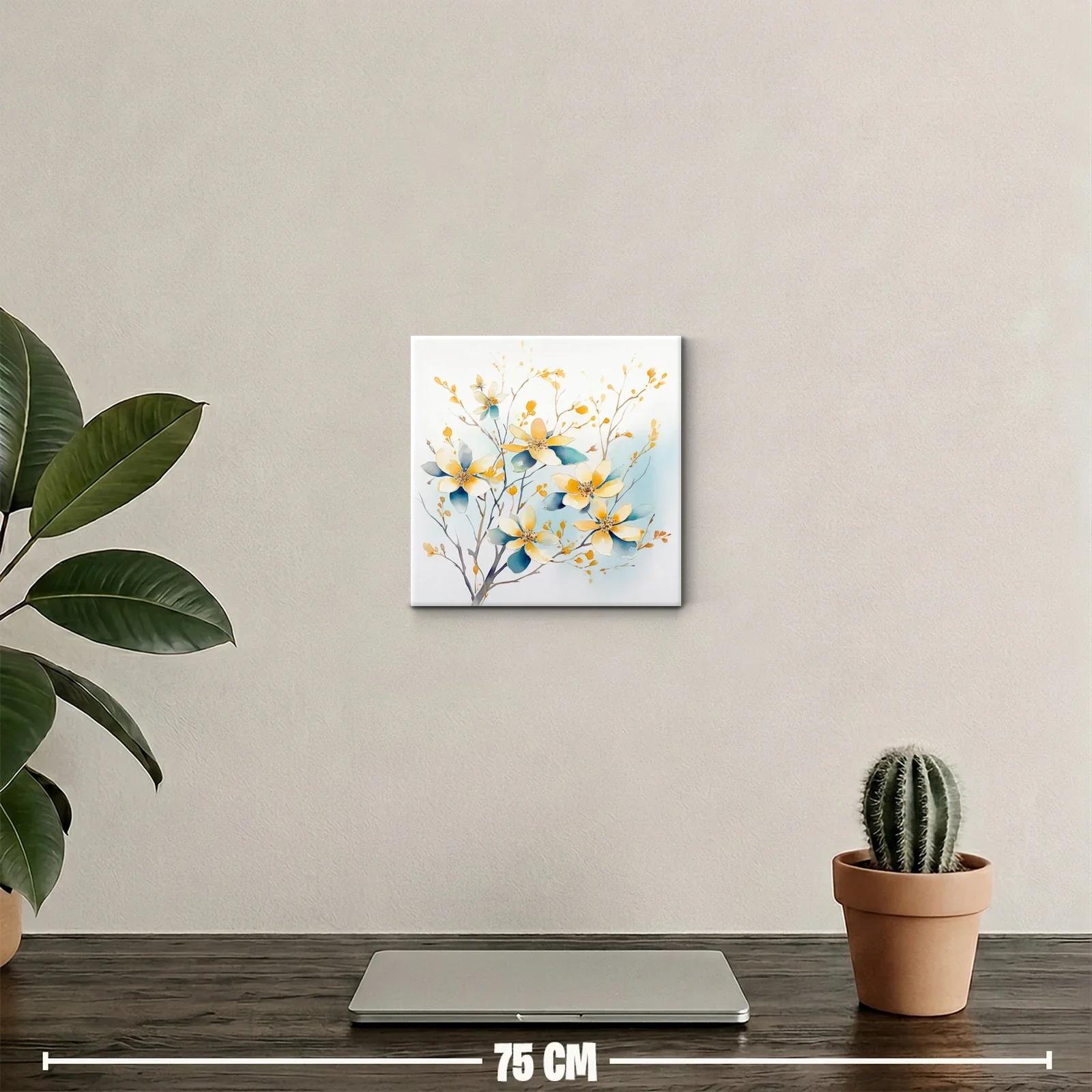 Cuadro decorativo con flores en tonos amarillos y azules — miniatura 2