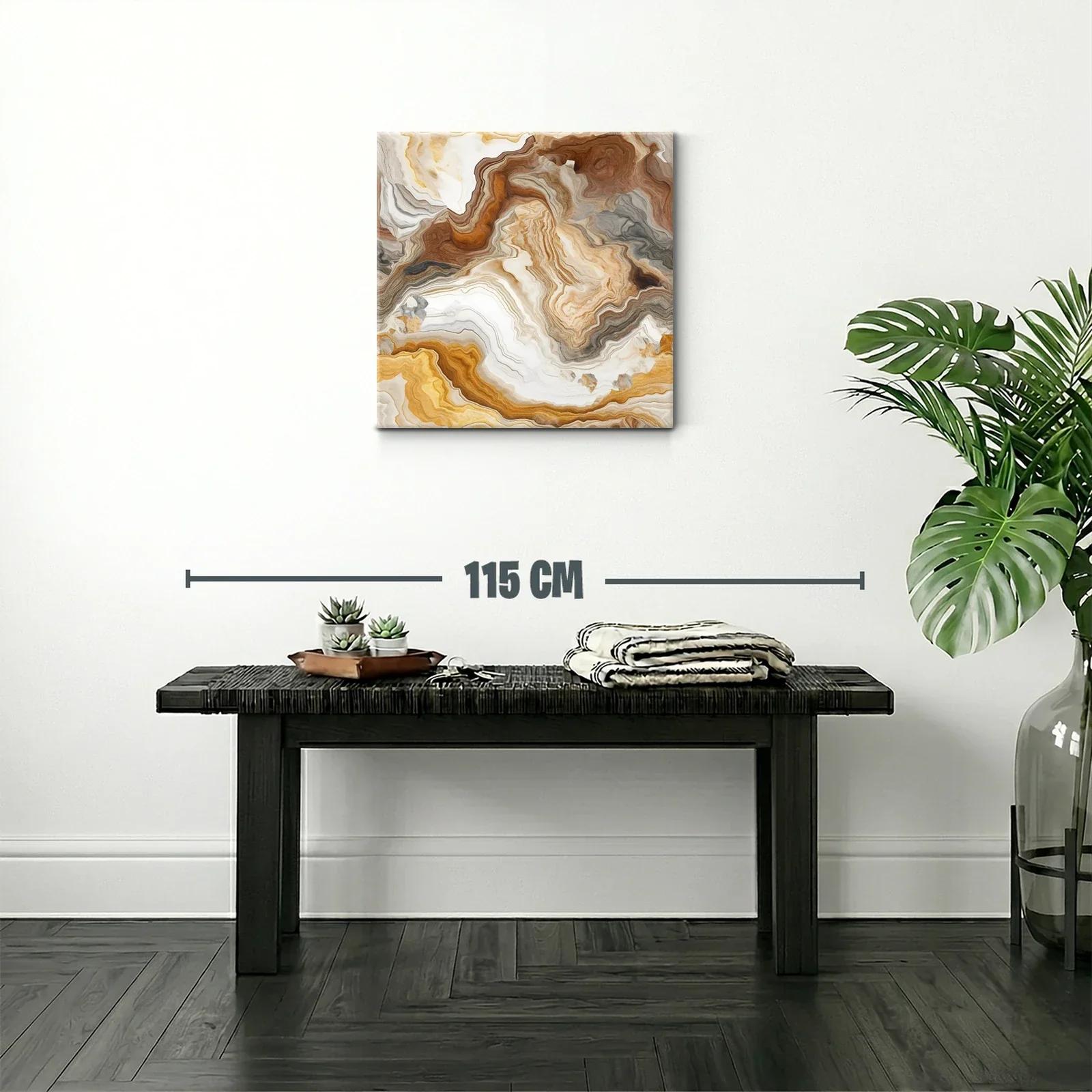 Atractivo cuadro abstracto en tonos tierra y cremas — miniatura 2