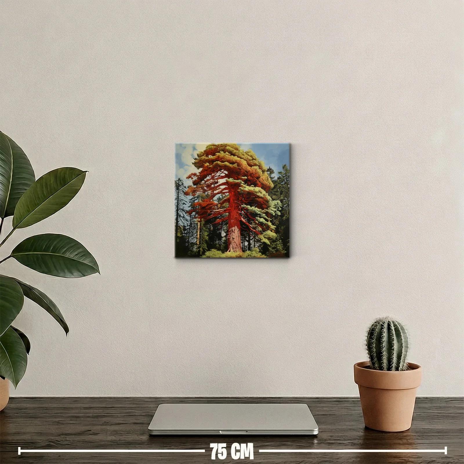 Imponente árbol rojo en bosque natural vibrante — miniatura 2