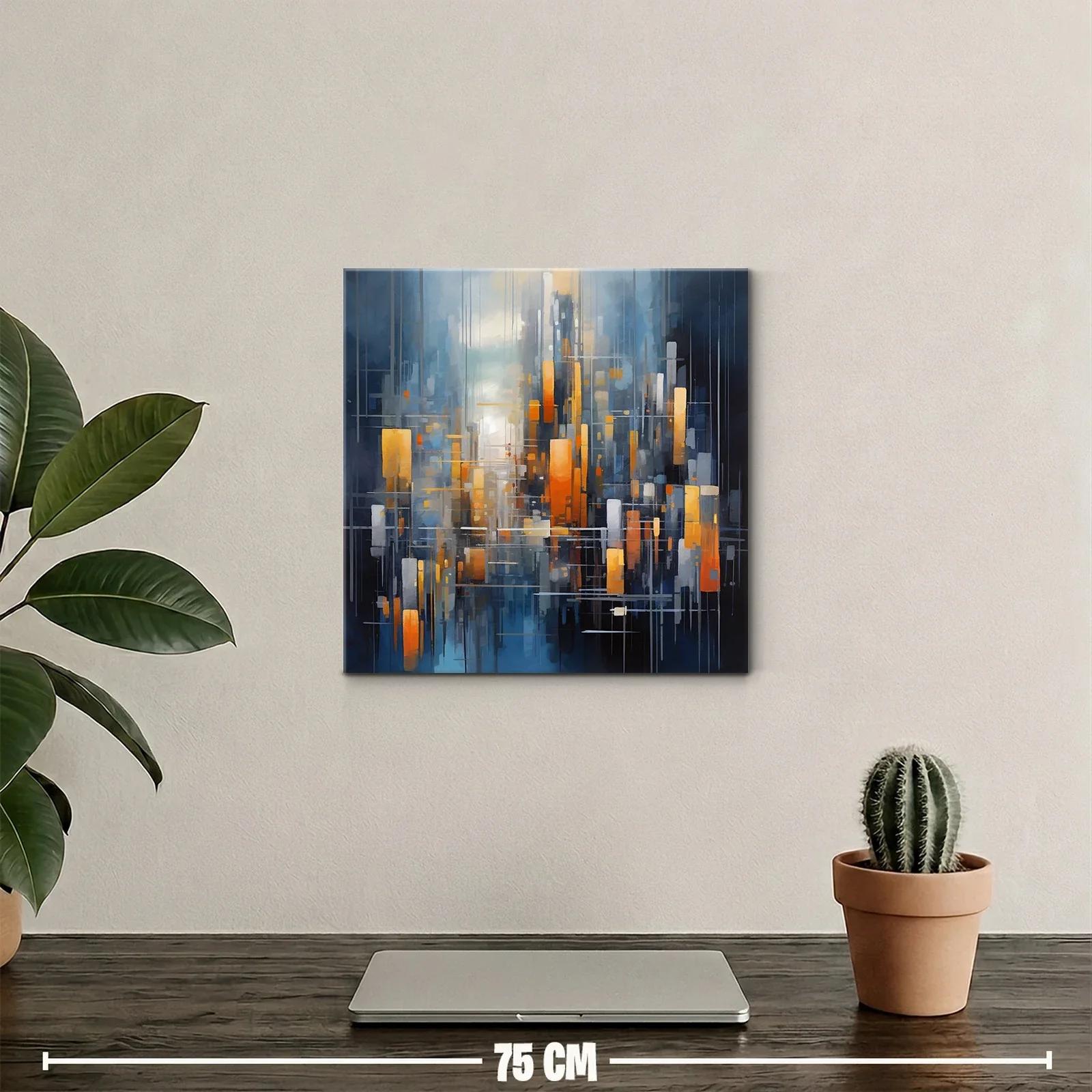 Composición abstracta urbana con tonos cálidos y fríos — miniatura 2