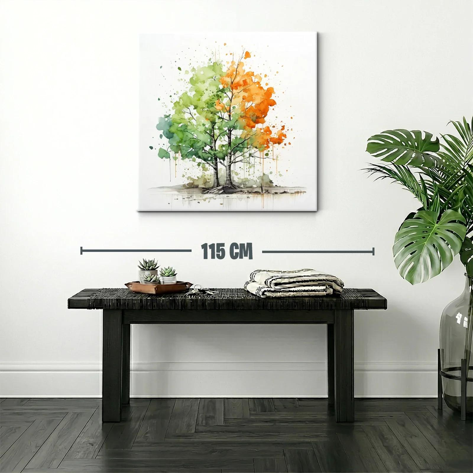 Árbol en transición con tonos verdes y naranjas vibrantes — miniatura 2