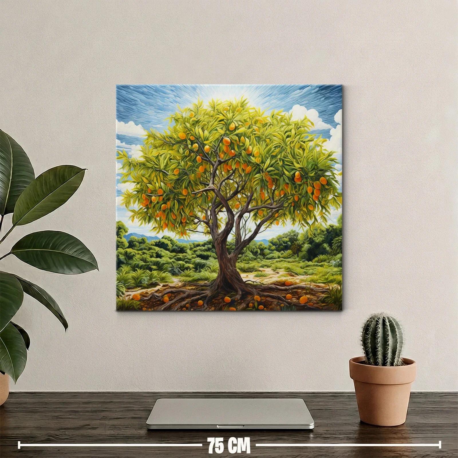 Árbol frutal con naranjas bajo un cielo azul vibrante — miniatura 2