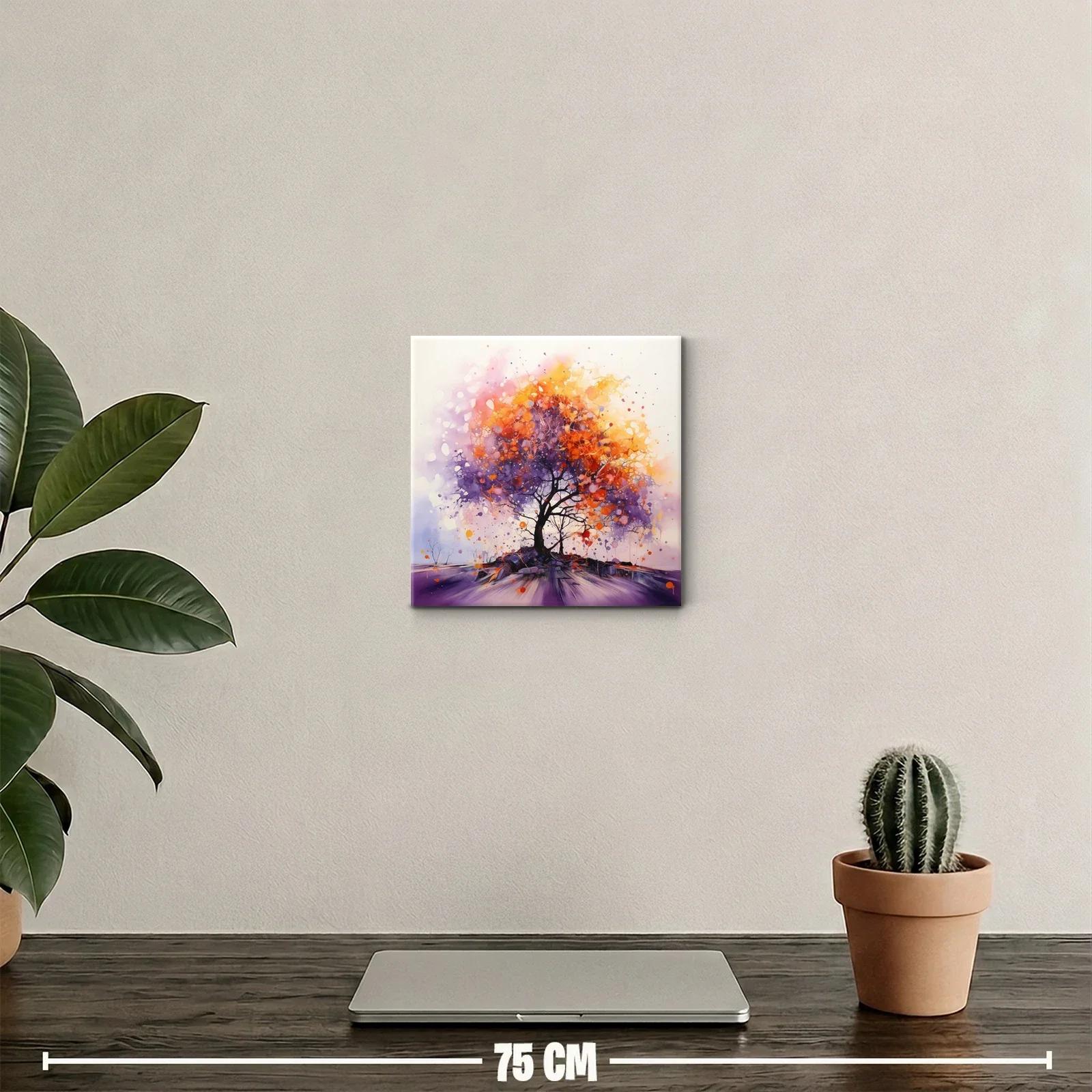 Árbol vibrante con tonos cálidos y morados en movimiento — miniatura 2